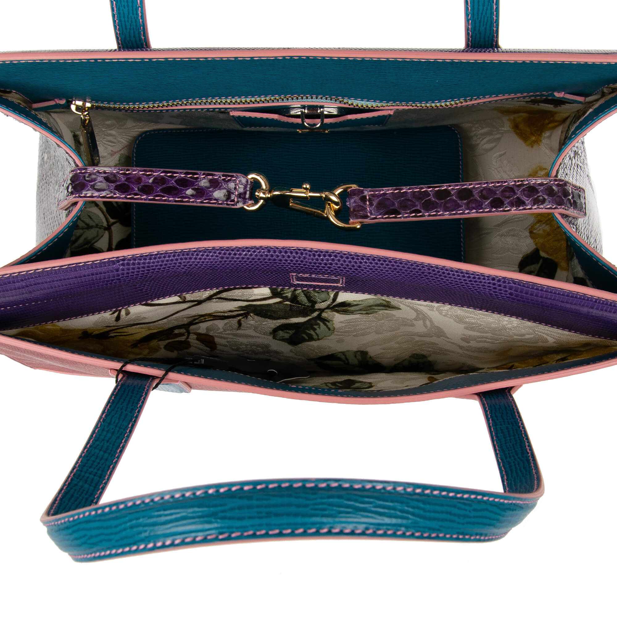 Handtasche / Shopper Tasche LAST MINUTE aus Leder mit Eidechse Struktur und Schlangenleder mit separatem Beutel, doppeltem Griff und Logo Schild von DOLCE & GABBANA