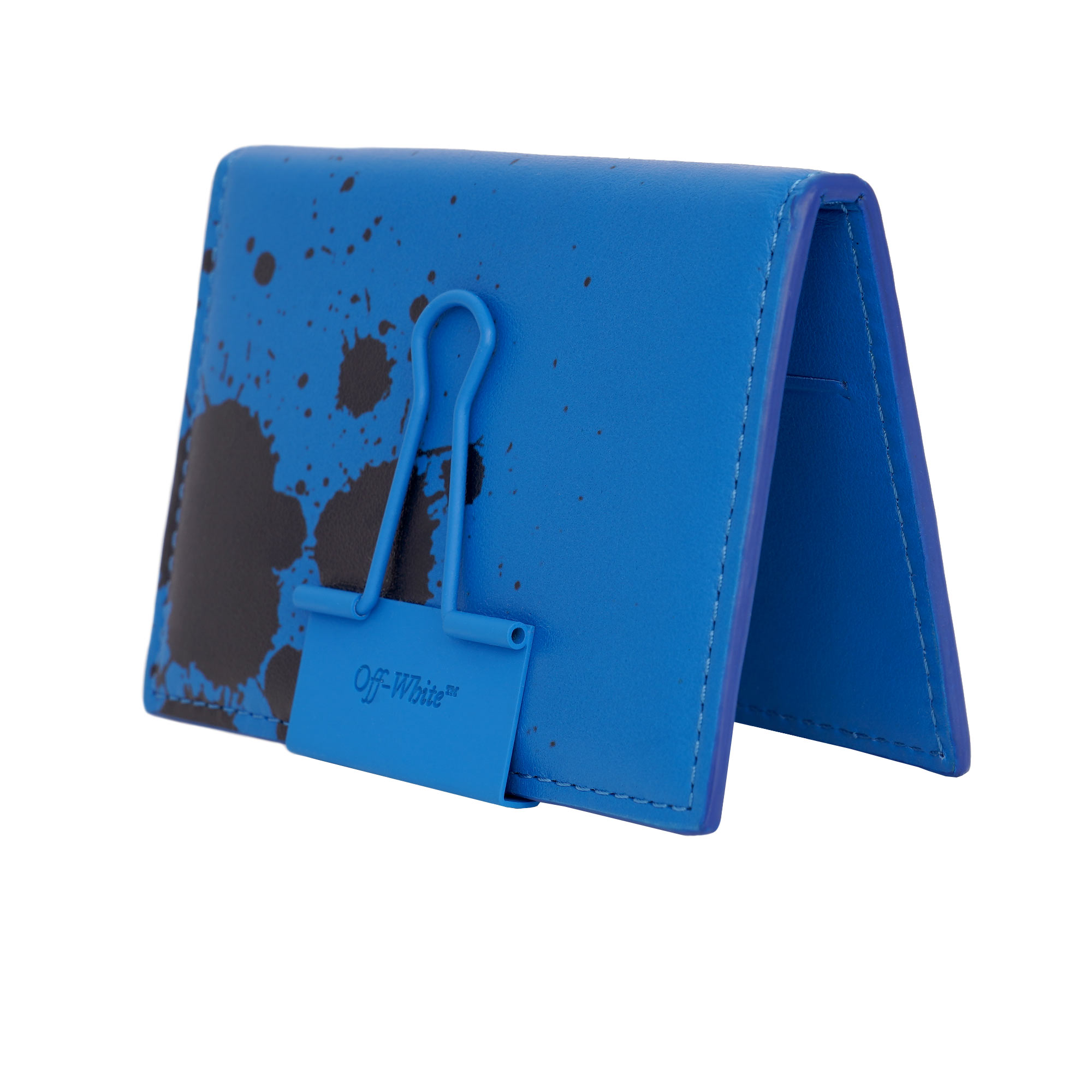 Farben Print Leder Karten Portemonnaie / Geldbörse mit Clip für Geldscheine in Blau und Schwarz von OFF-WHITE c/o VIRGIL ABLOH