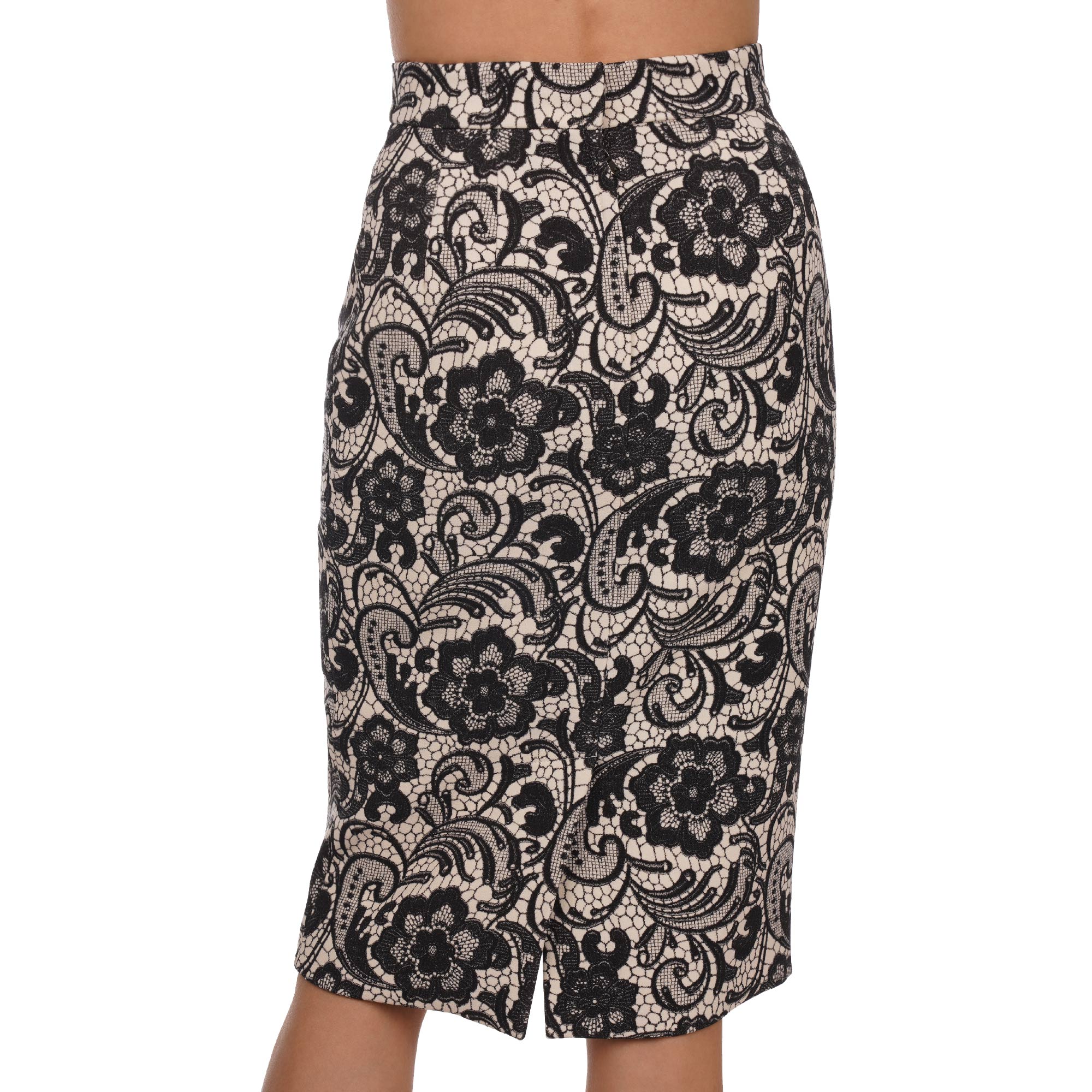 Bleistift Rock aus Schurwolle mit floralem Print in Schwarz von DOLCE & GABBANA 