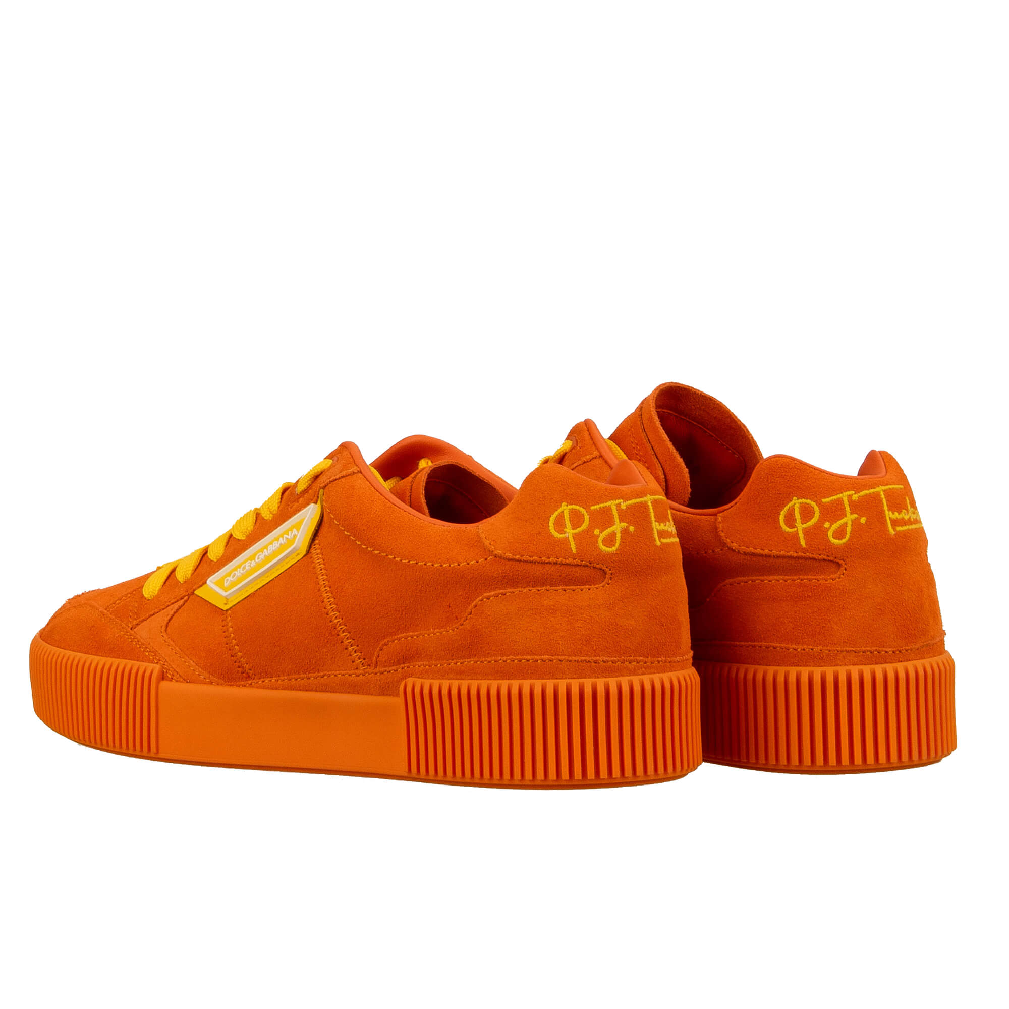 Women Suede Leather Sneaker NEW MIAMI with DG Logo in orange by P. J. Tucker for DOLCE & GABBANA