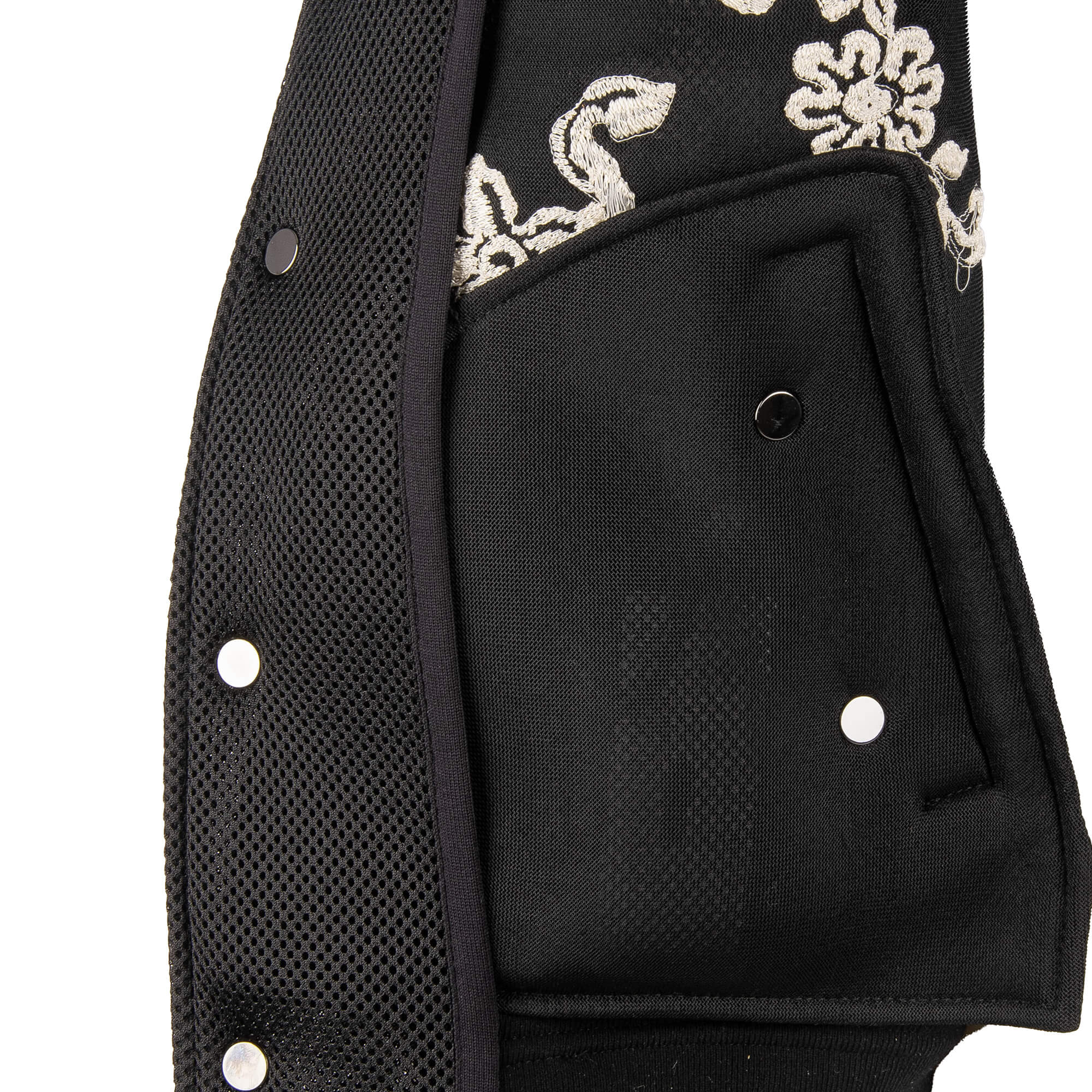 Floral embroidered, perforated bomber jacket with snap buttons by DOLCE & GABBANA