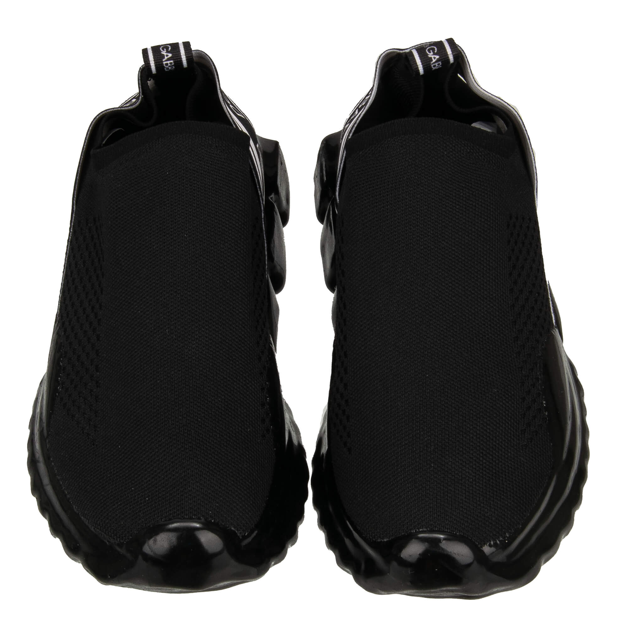 Elastic Slip-On Sneaker SORRENTO for Men with Dolce&Gabbana Logo stripes in black and white by DOLCE & GABBANA