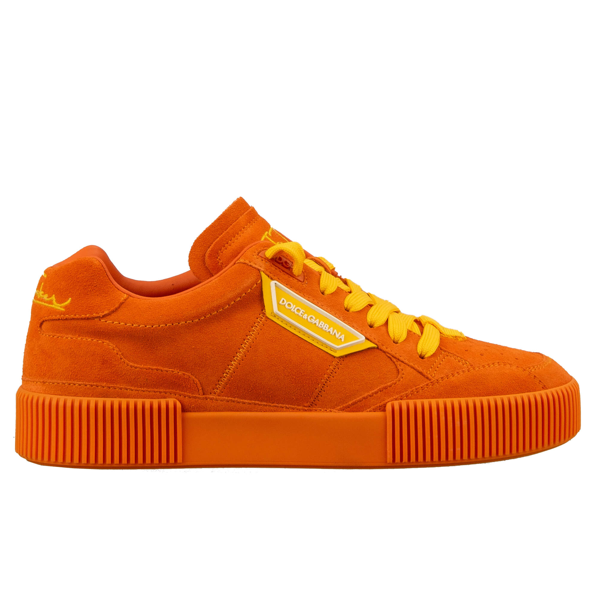 Women Suede Leather Sneaker NEW MIAMI with DG Logo in orange by P. J. Tucker for DOLCE & GABBANA