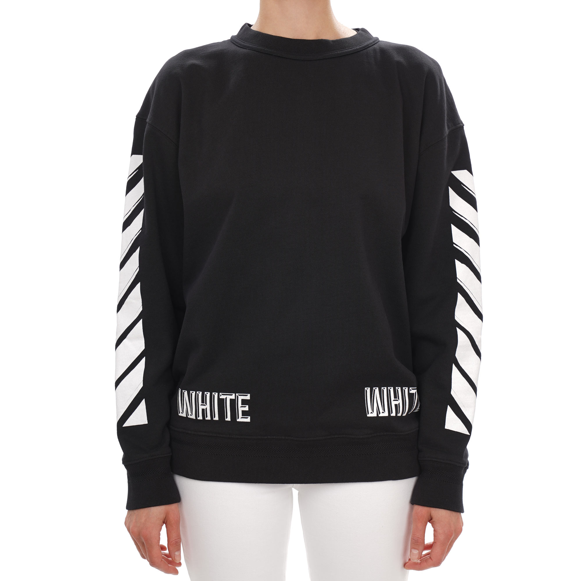 Virgil Abloh WHITE Logo Pullover Sweater Schwarz Weiß S