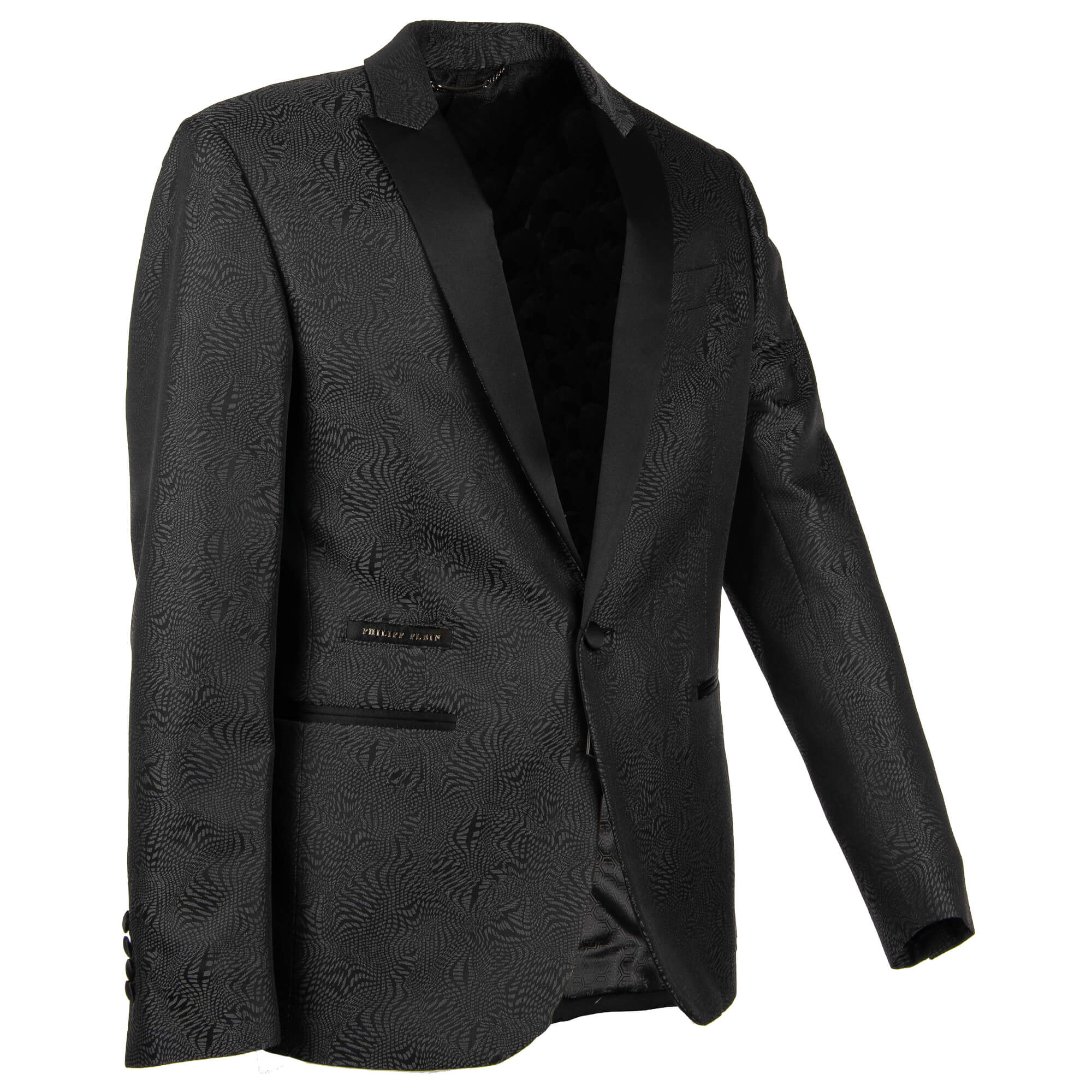 Printed Blazer LOWER with contrast satin reverse and logo in front by PHILIPP PLEIN