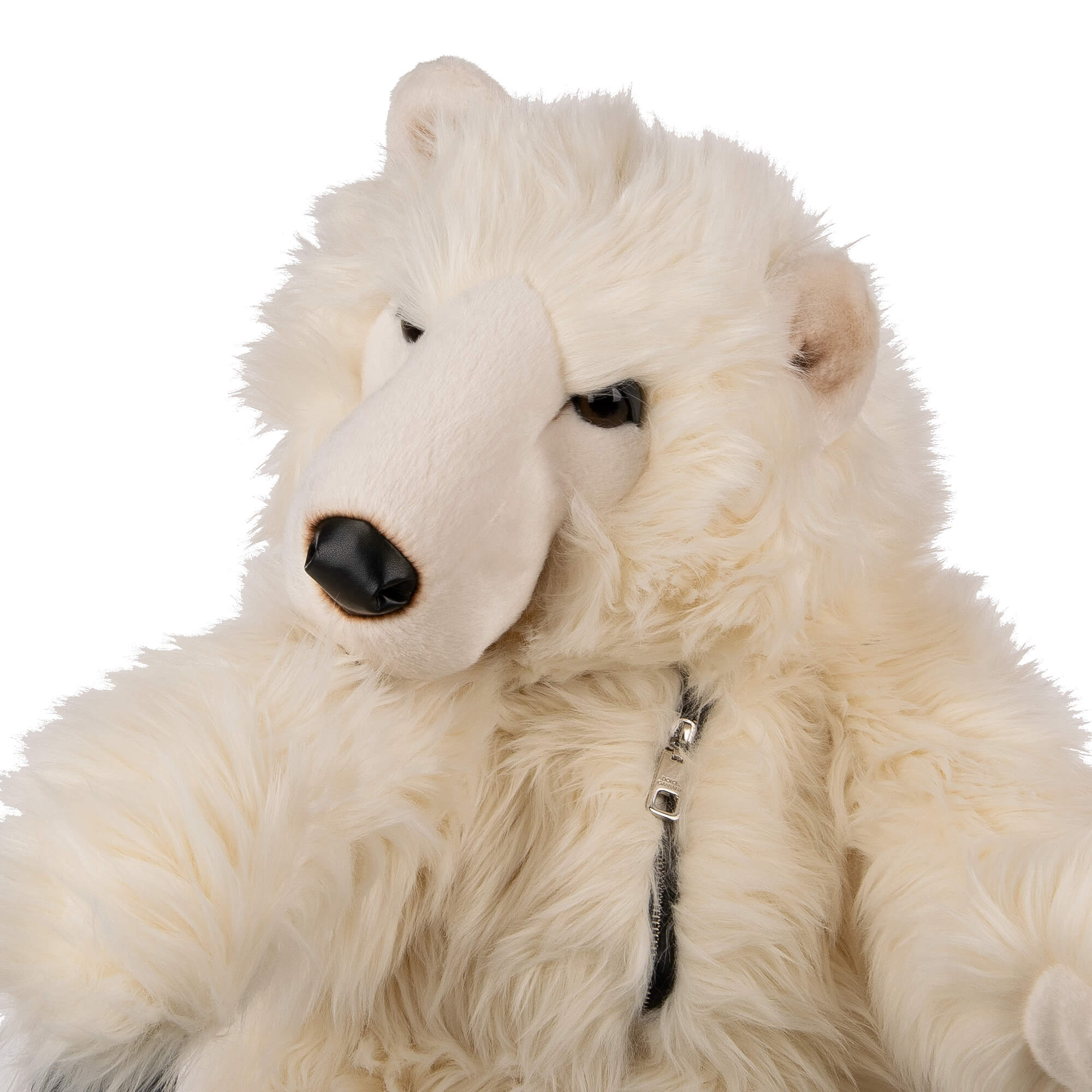 Unisex Faux Fur Backpack Bag as Plush Polar Bear Toy with adjustable straps, embroidered DG Logo and zip pocket by DOLCE & GABBANA