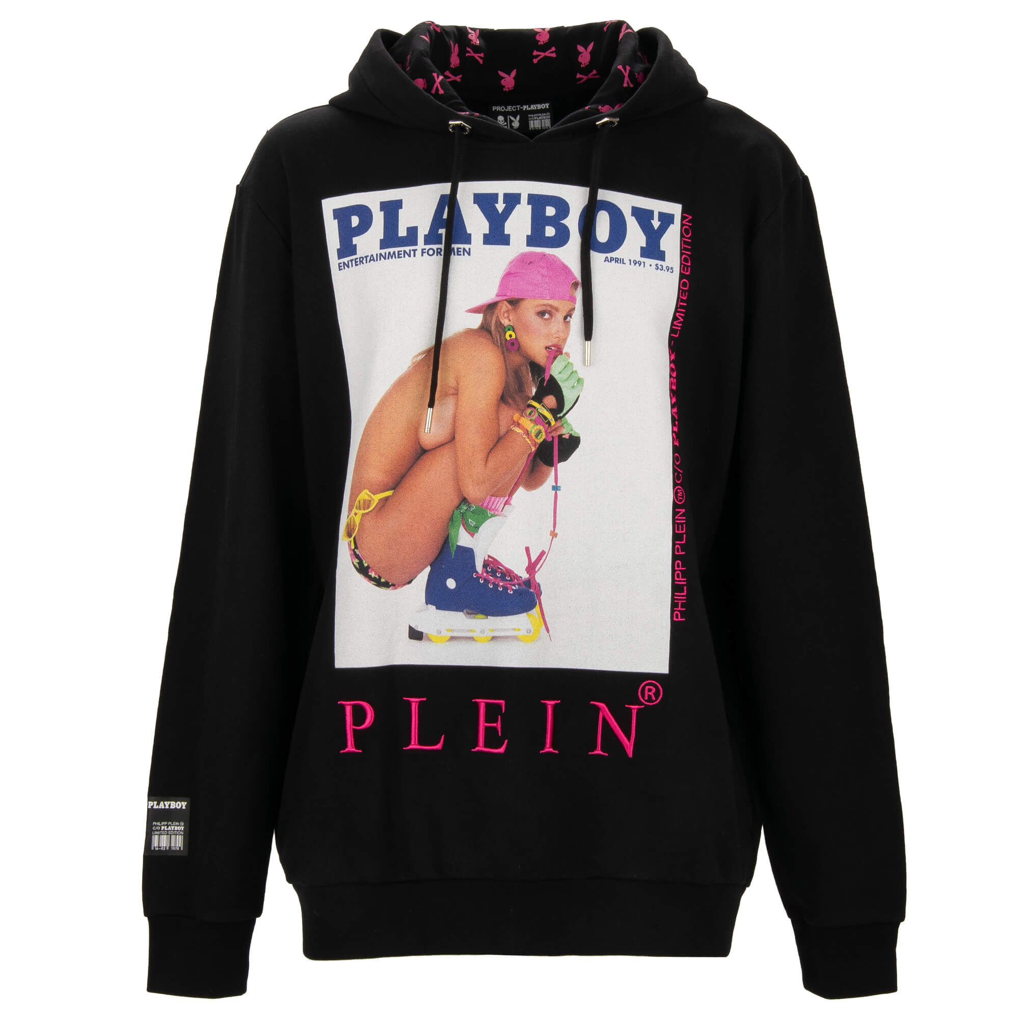 Skategirl Julie Clark Print Baumwolle Hoodie Schwarz