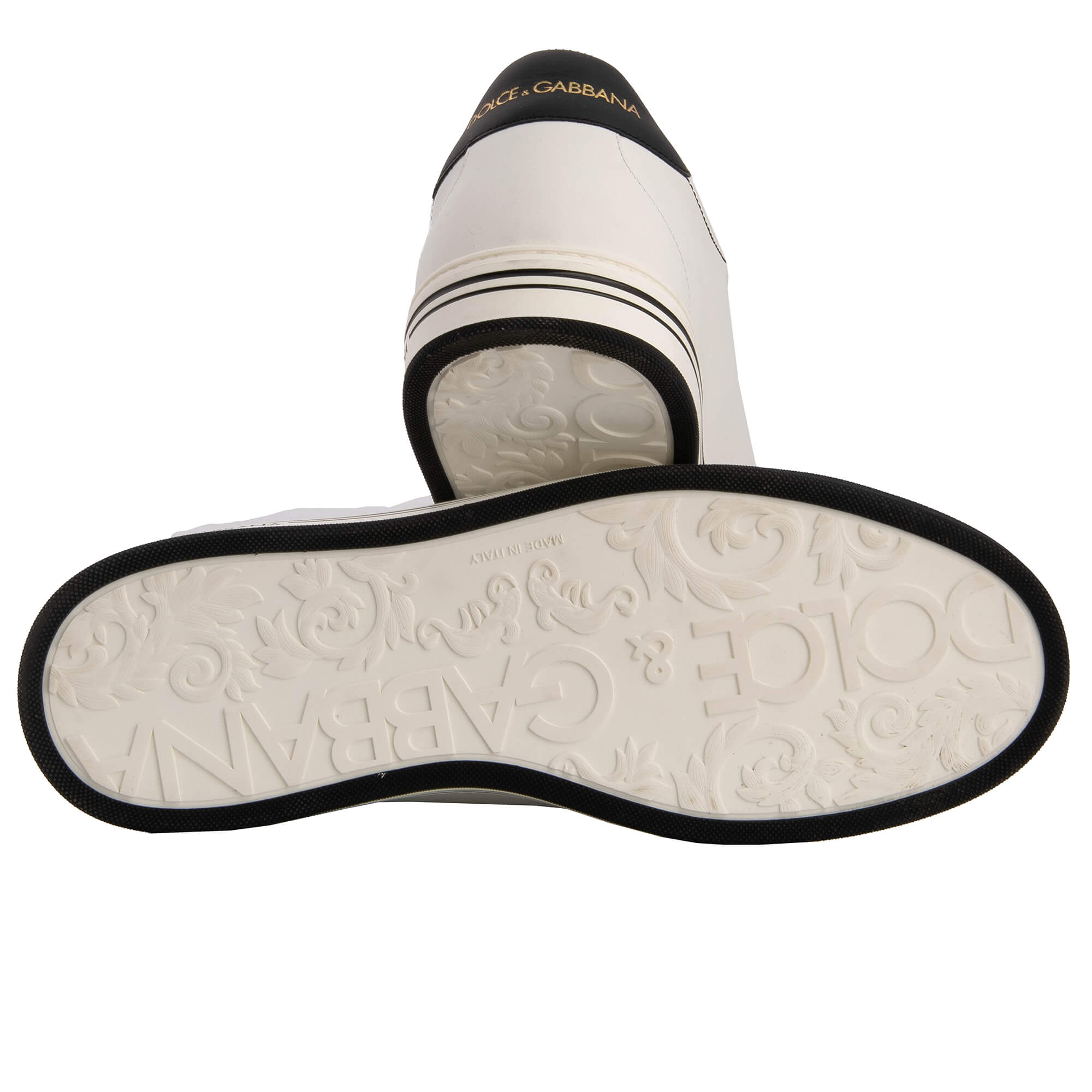 Low-Top Sneaker ROMA with DG Logo in white and black by DOLCE & GABBANA