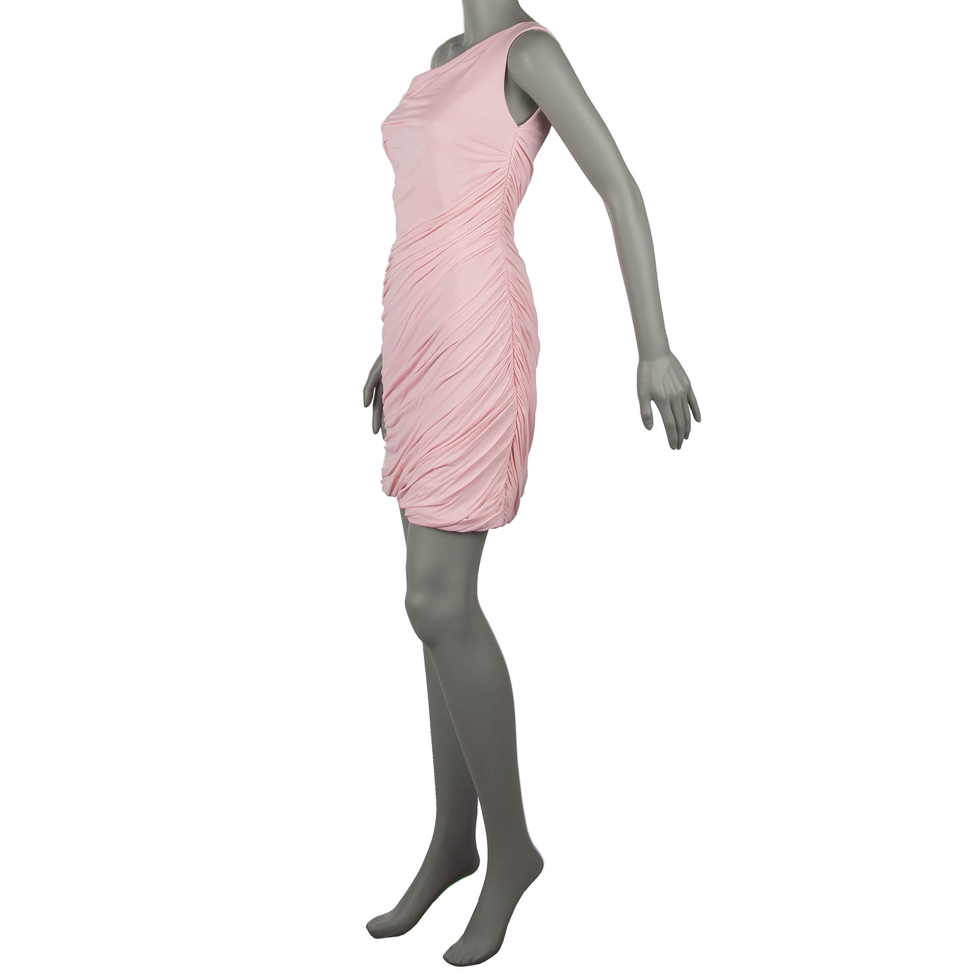 Kurzes und elastisches Mini Kleid mit Lining und mit Kristallen beschmücktem Gürtel in Pink von ROBERTO CAVALLI