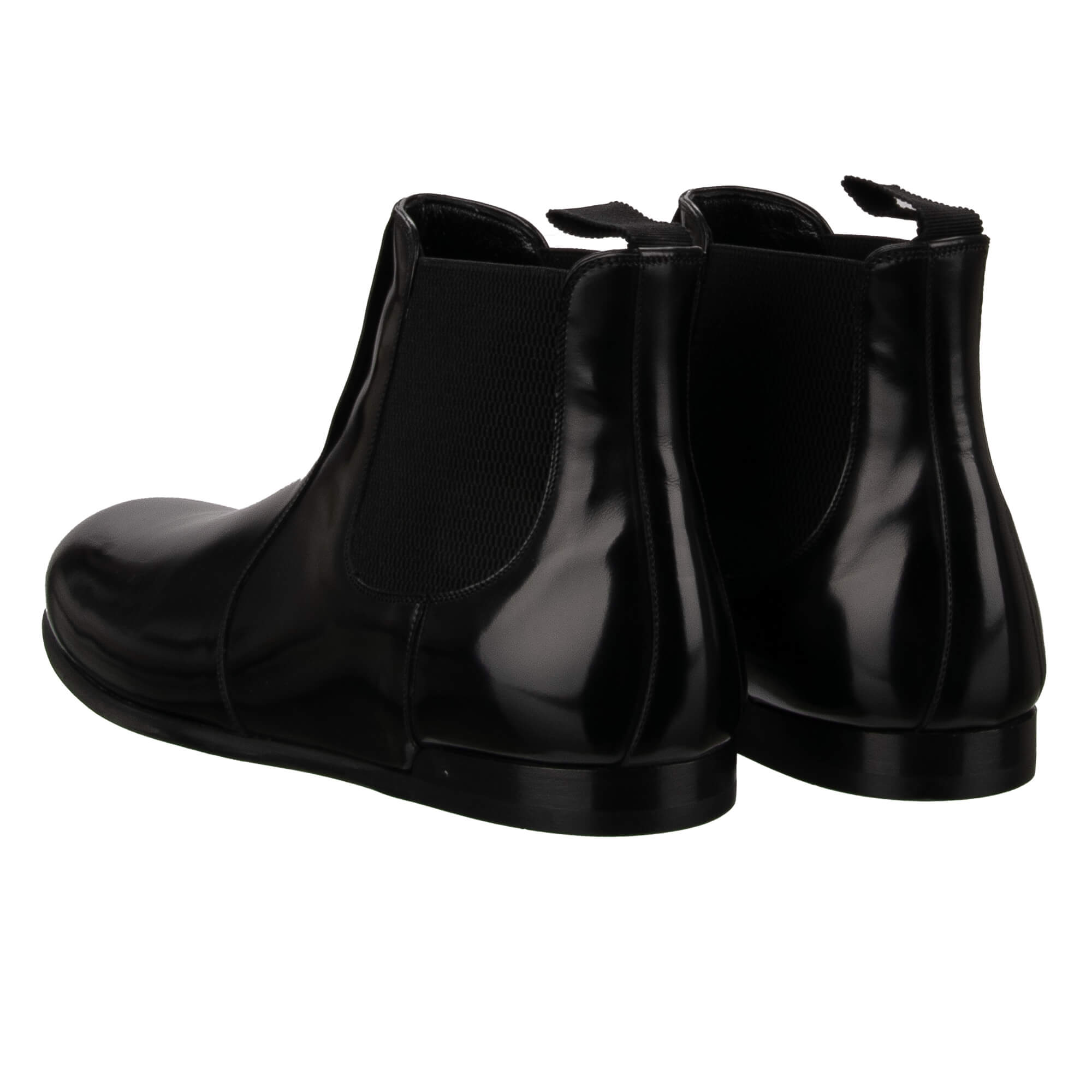 Formelle Stiefeletten Schuhe aus Leder mit elastischen Seiten in Schwarz von DOLCE & GABBANA