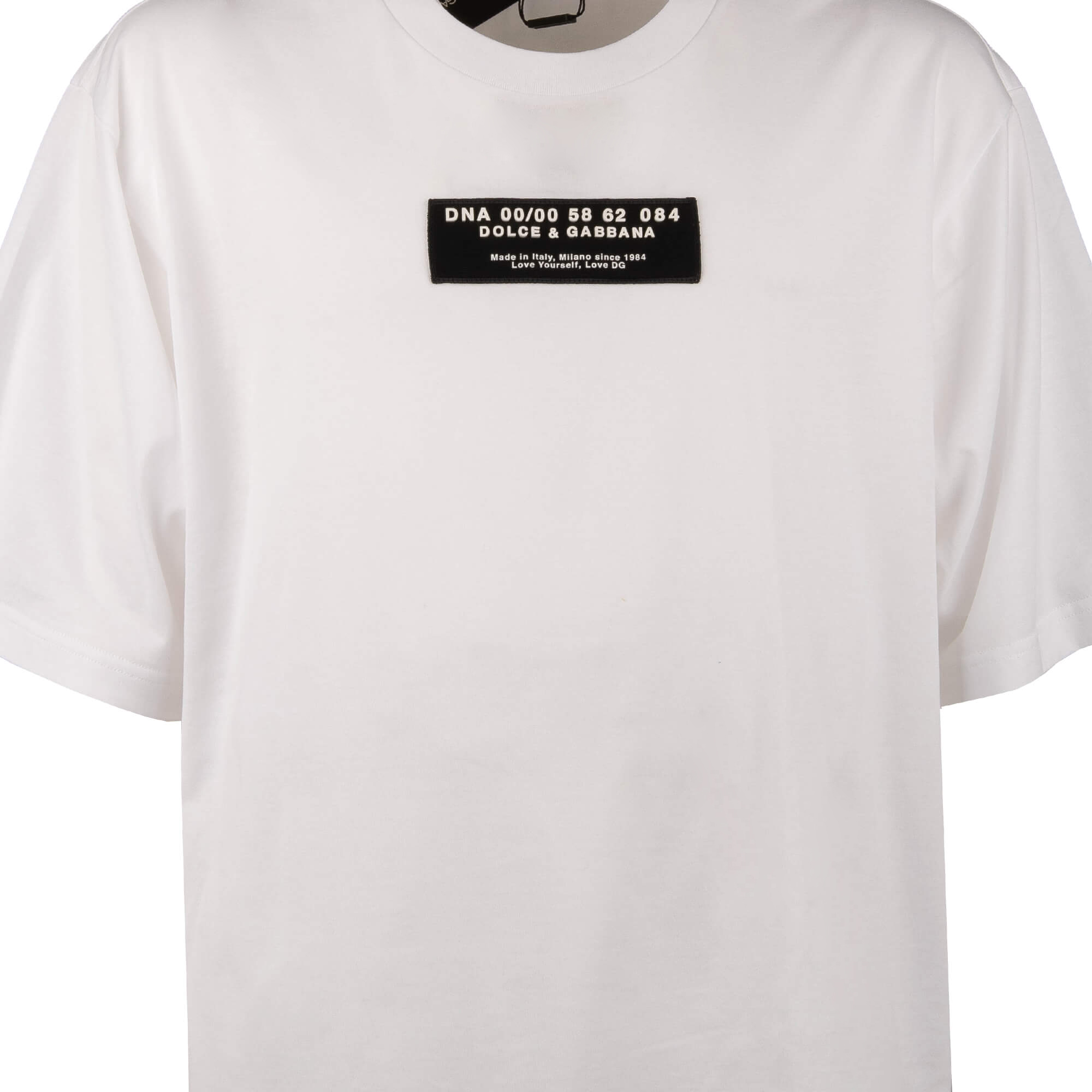 Oversized Cotton T-Shirt with DG DNA Logo patch in white by DOLCE & GABBANA