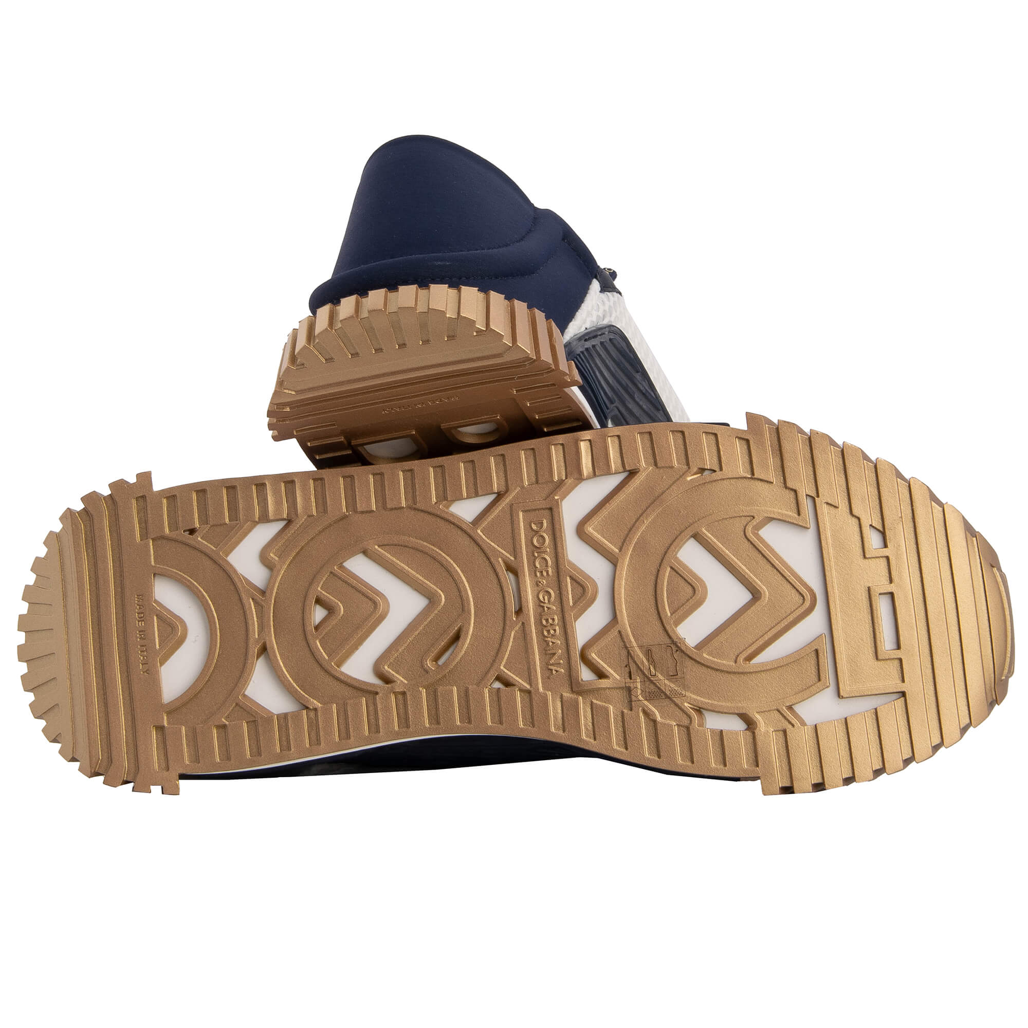  Leather and nylon Low-Top Men Sneaker NS1 with DG logo lace in white, blue and gold by DOLCE & GABBANA