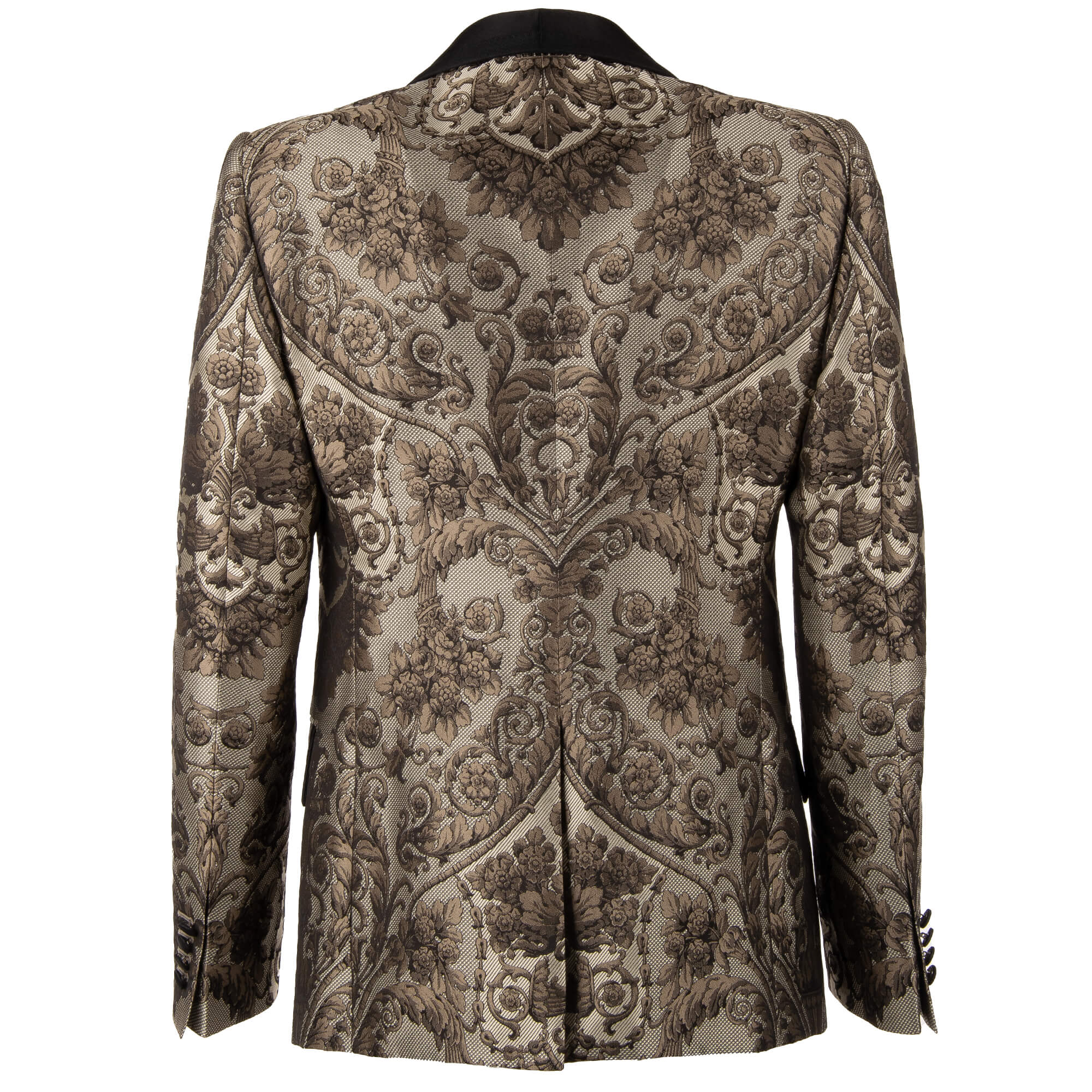 Floral Jacquard Baroque blazer with waistcoat in black and beige by DOLCE & GABBANA