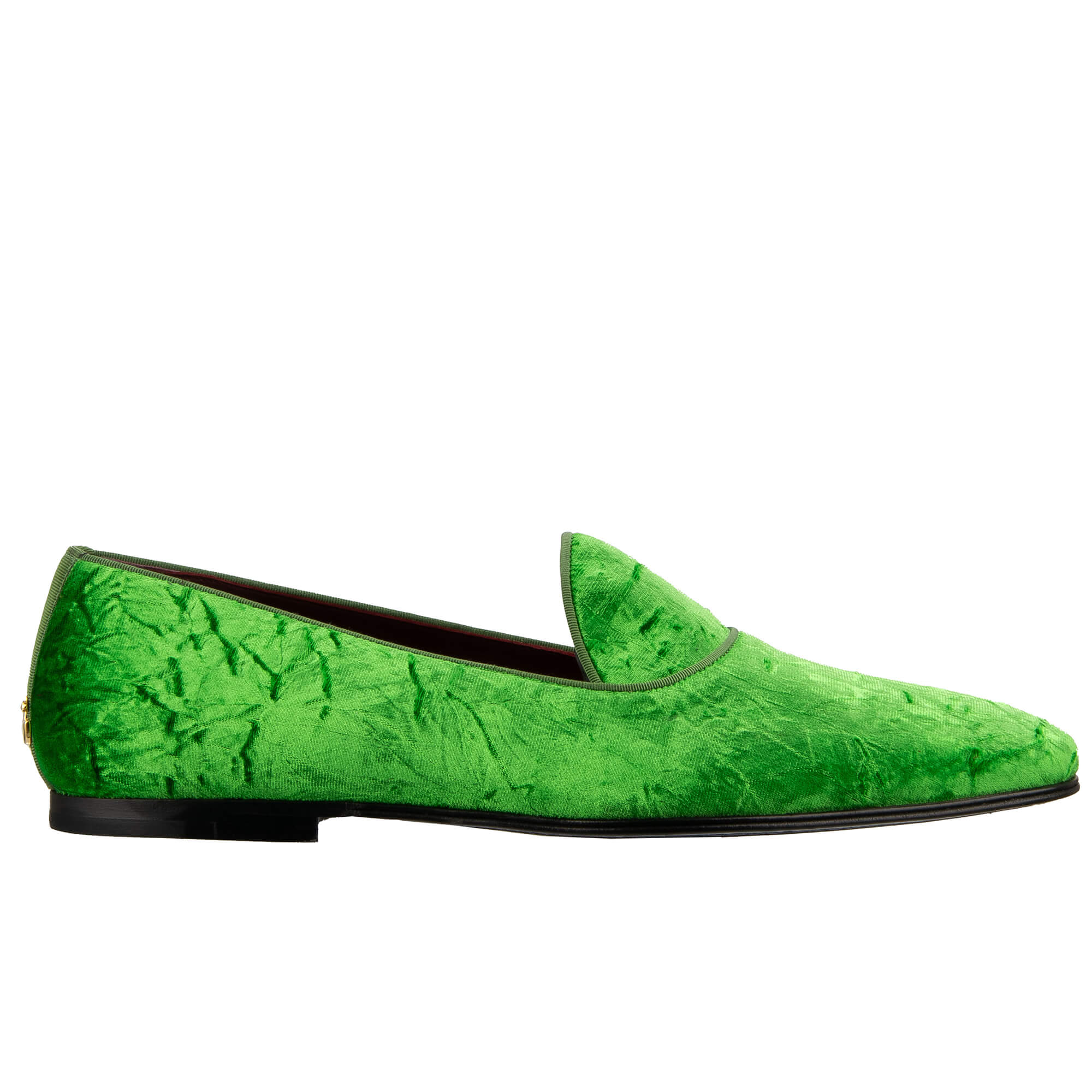 Samt Mokassins Schuhe VASARI mit DG Gold Metall Logo in Grün von DOLCE & GABBANA