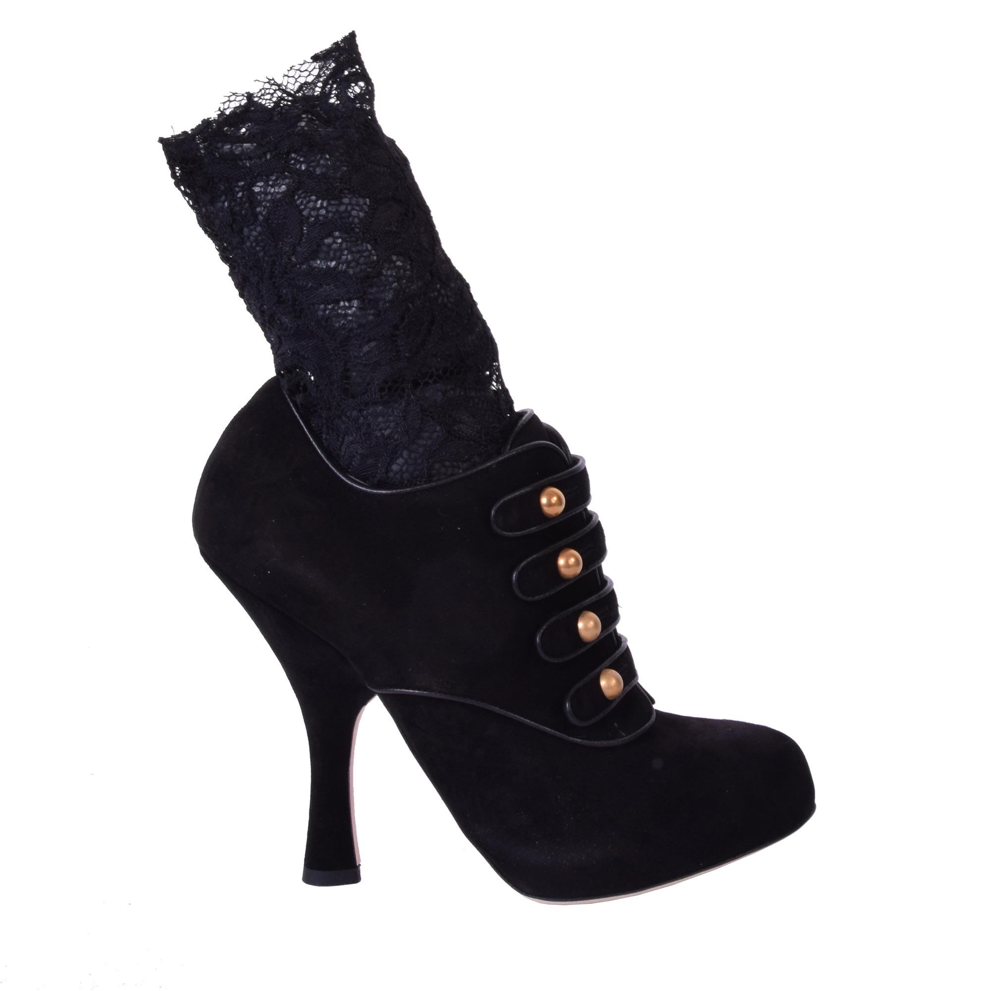 RUNWAY Baroque Suede Booties Black