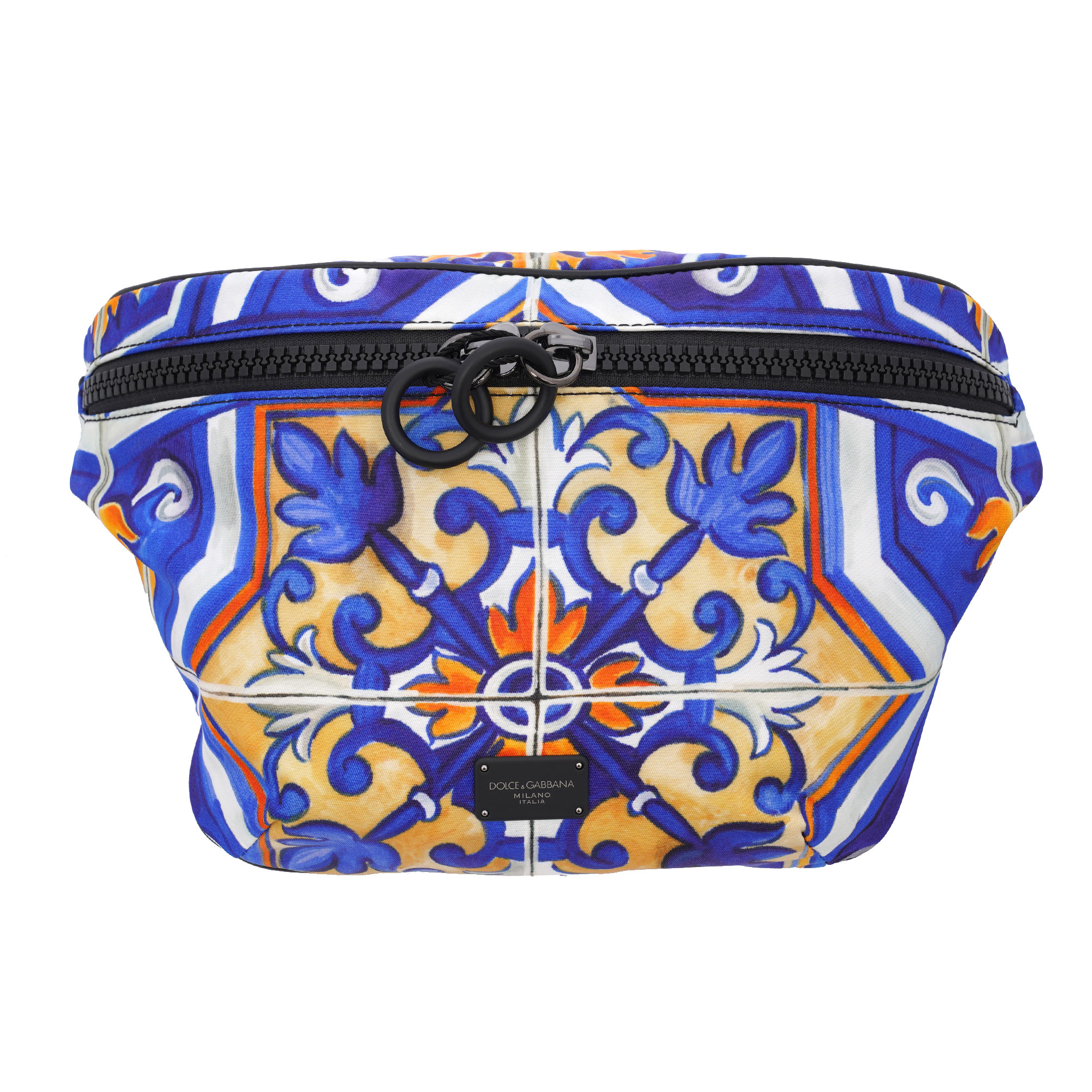 Majolica DG Logo Nylon Waist Crossbody Bag Blue White Orange