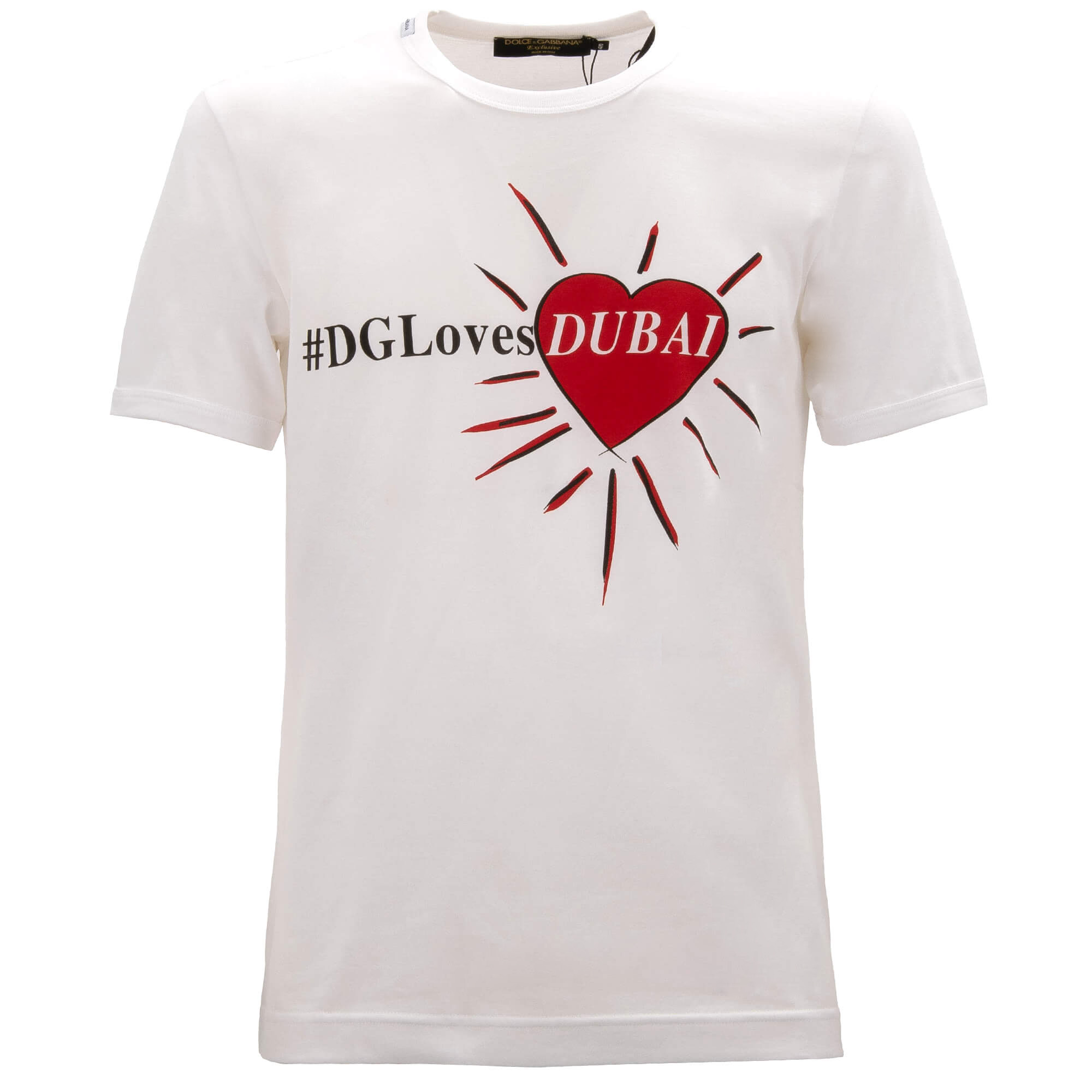 Baumwolle T-Shirt DG Logo Loves Dubai Herz Print Weiß Rot