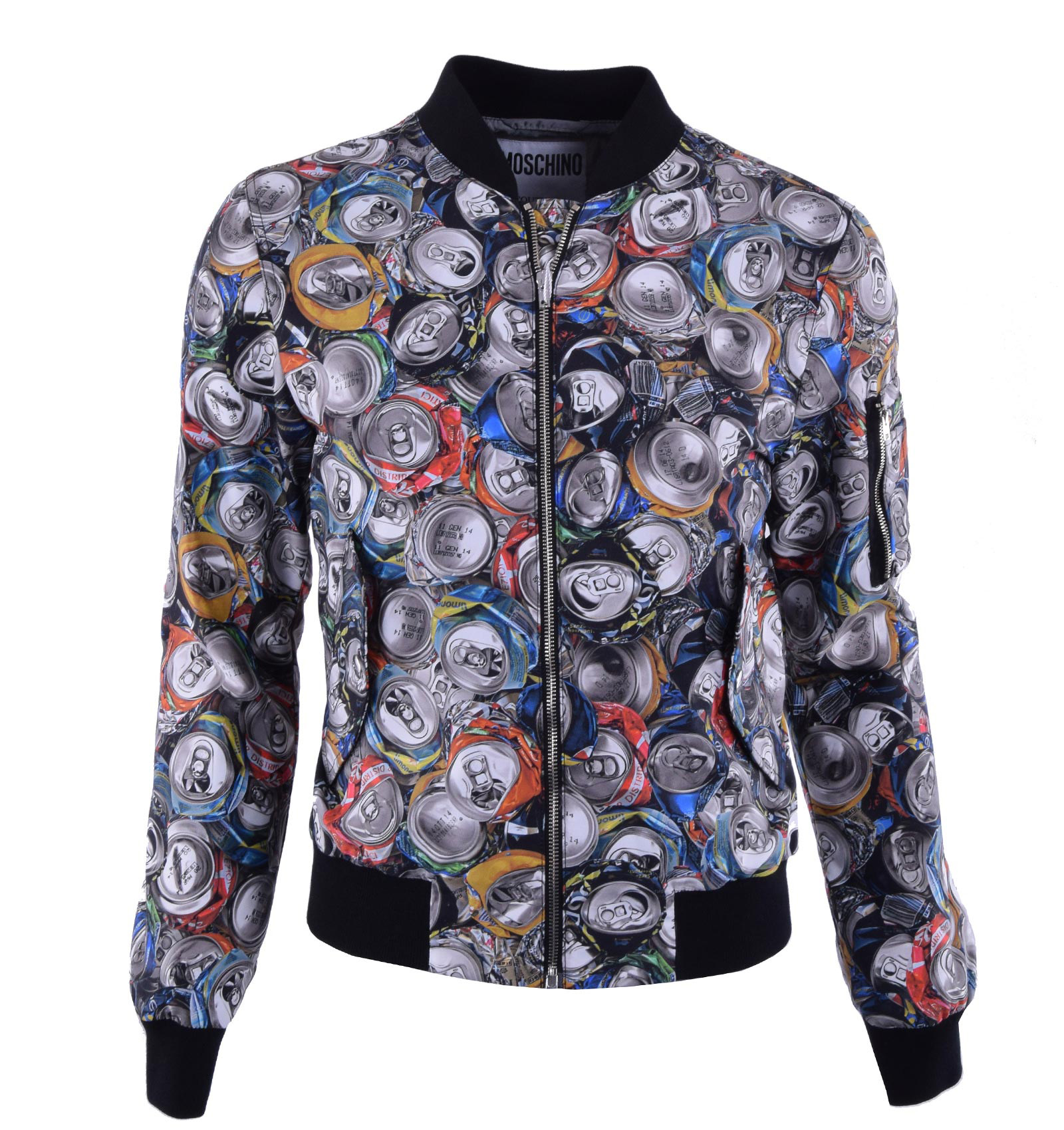 Nylon Bomber Jacket COUTURE with Cans Print Gray 46 S