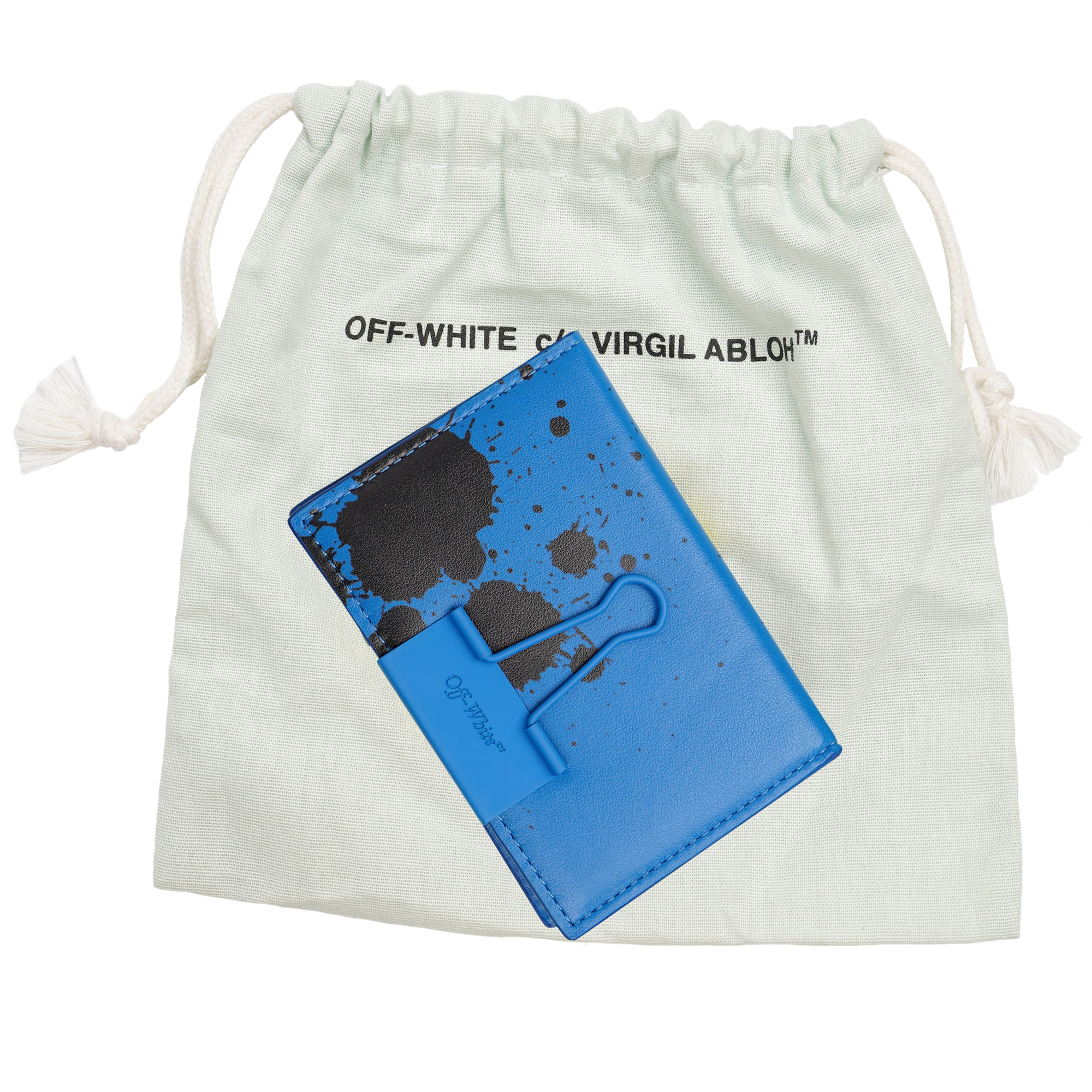 Farben Print Leder Karten Portemonnaie / Geldbörse mit Clip für Geldscheine in Blau und Schwarz von OFF-WHITE c/o VIRGIL ABLOH