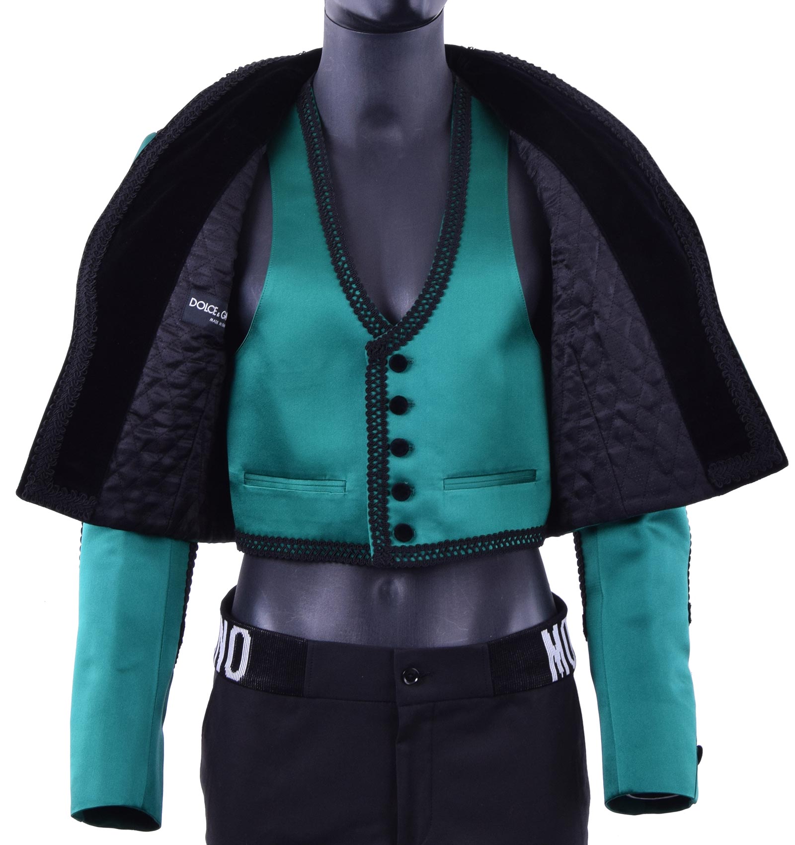 Kurze bestickte Jacke mit Weste aus Samt & Seide im spanischen Torero-Stil von DOLCE & GABBANA