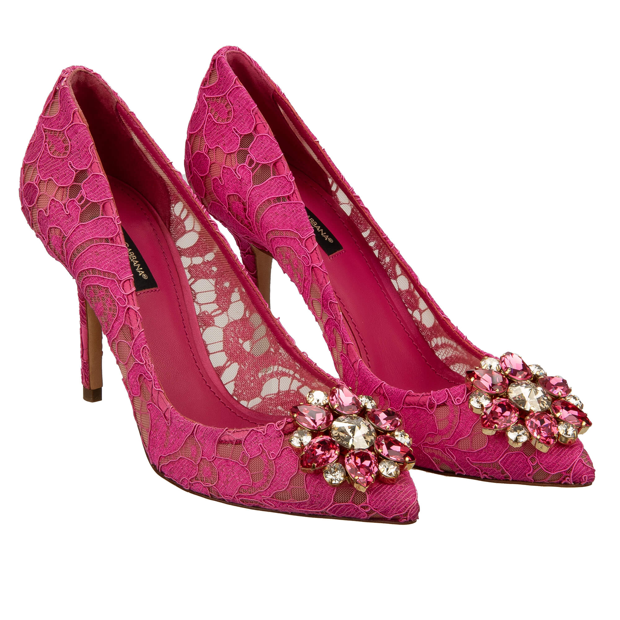 Kristall Brosche Taormina Spitze Pumps BELLUCCI Pink 37 US 7