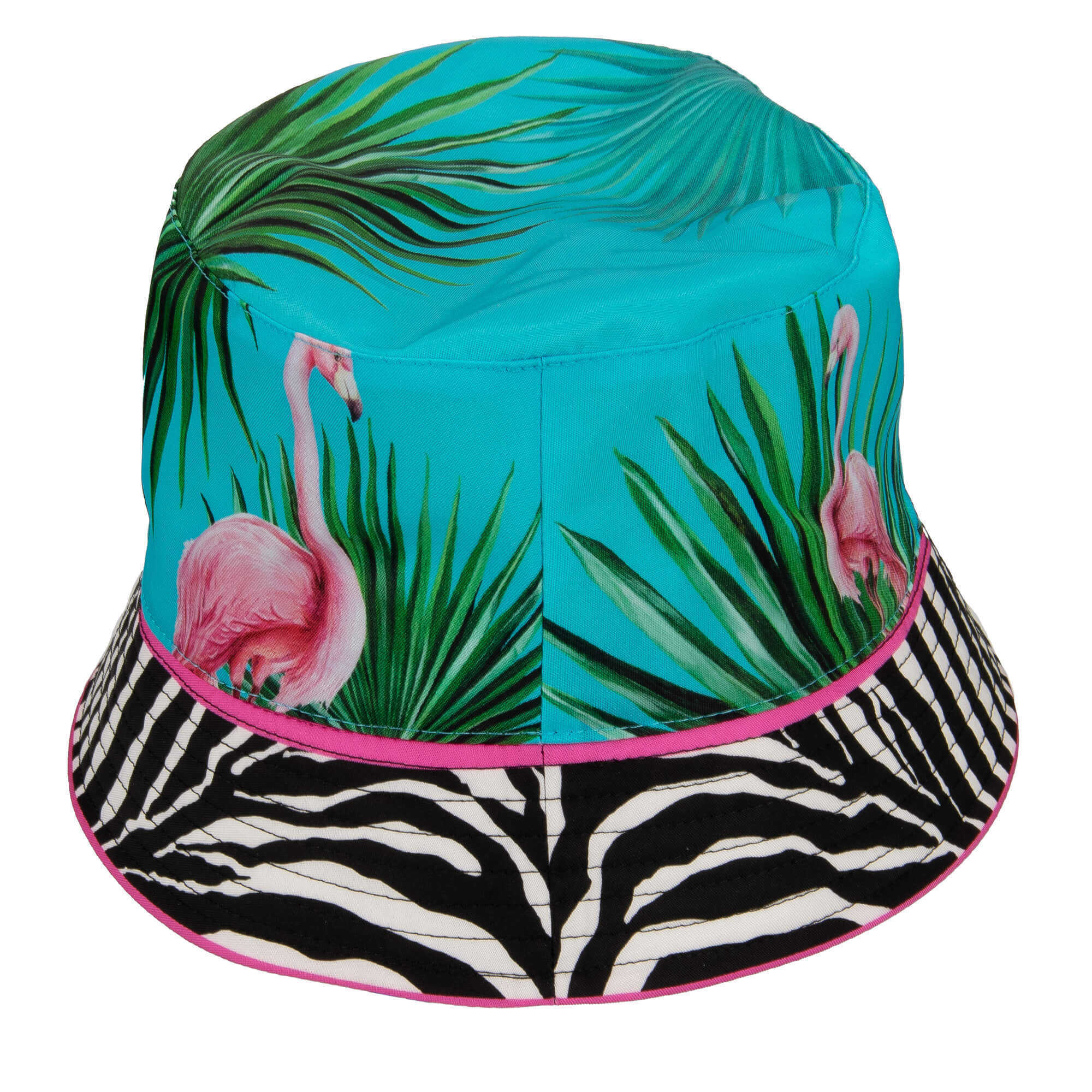  Fischerhut / Mütze mit Flamingo, Zebra, Pflanzen und Logo Print und verstellbarem Senkel-Verschluss von DOLCE & GABBANA - DOLCE & GABBANA x DJ KHALED Limited Edition