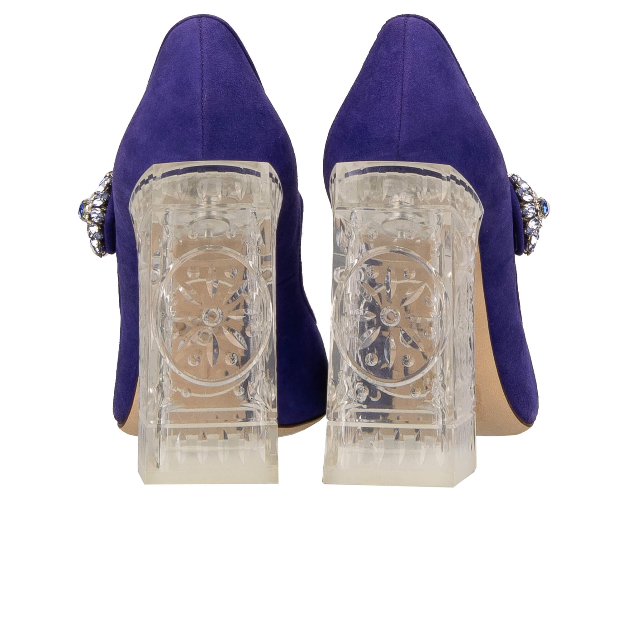 Wildleder Mary Jane Pumps mit transparenten Absatz und Kristallen Schnalle von DOLCE & GABBANA
