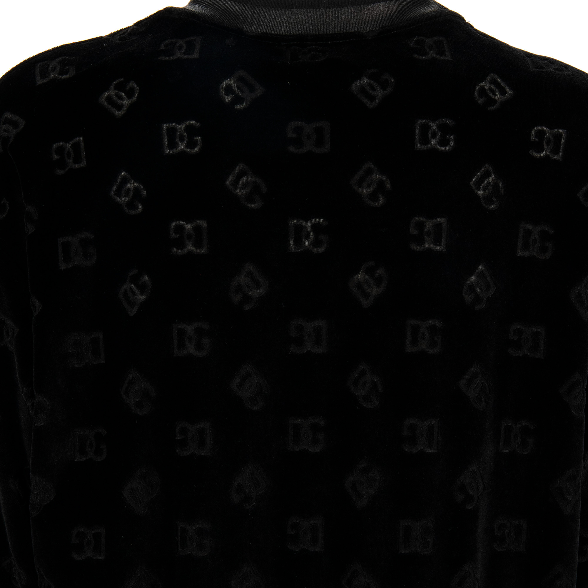 Cotton velvet sweater / sweatshirt with DG Logo pattern in black by DOLCE & GABBANA