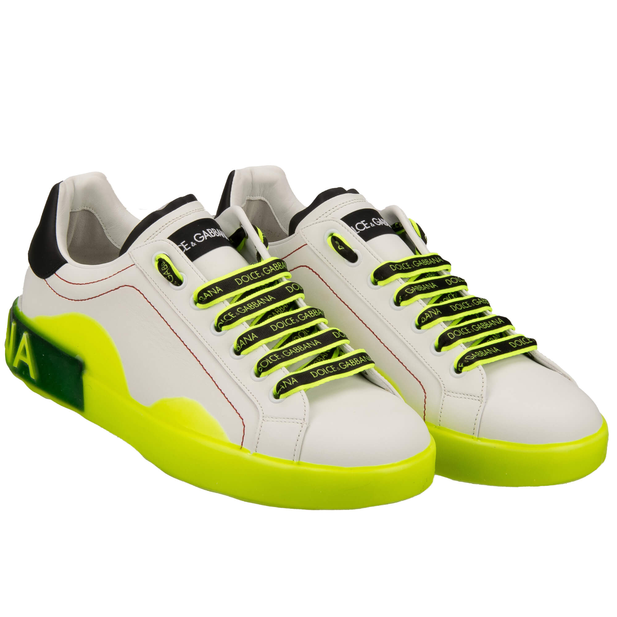 DG Logo Sneaker PORTOFINO Weiß Neon Gelb Schwarz 