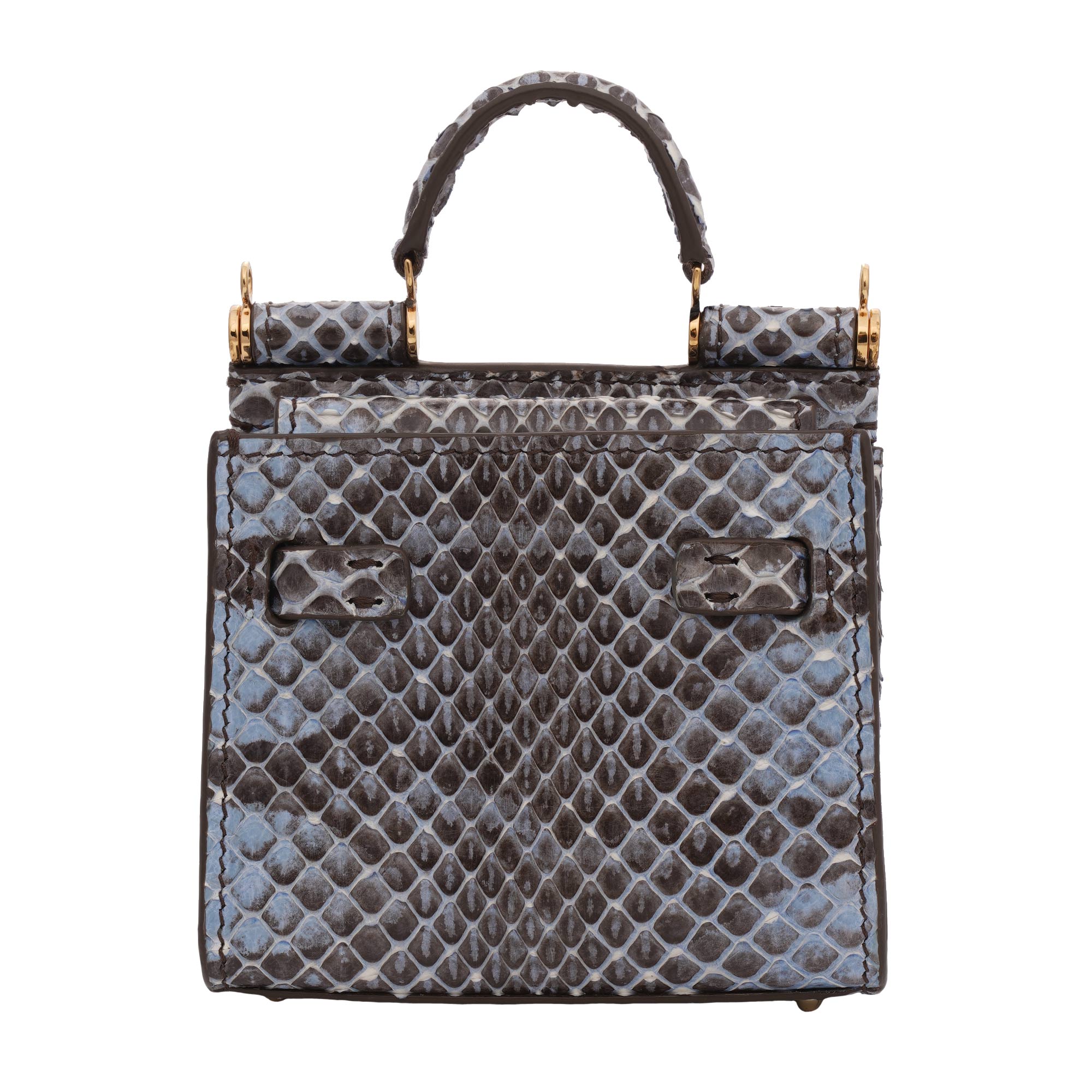 Snake Leather Crossbody Clutch Bag SICILY 58 Micro with DG Logo plate and detachable metal chain strap by DOLCE & GABBANA