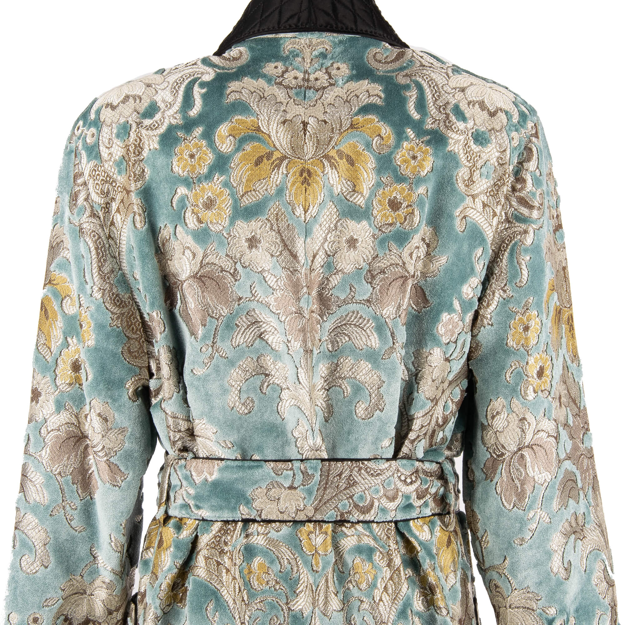 Morgenmantel / Mantel aus Samt Jacquard mit floralem Barock Print und großem Schalkragen von DOLCE & GABBANA