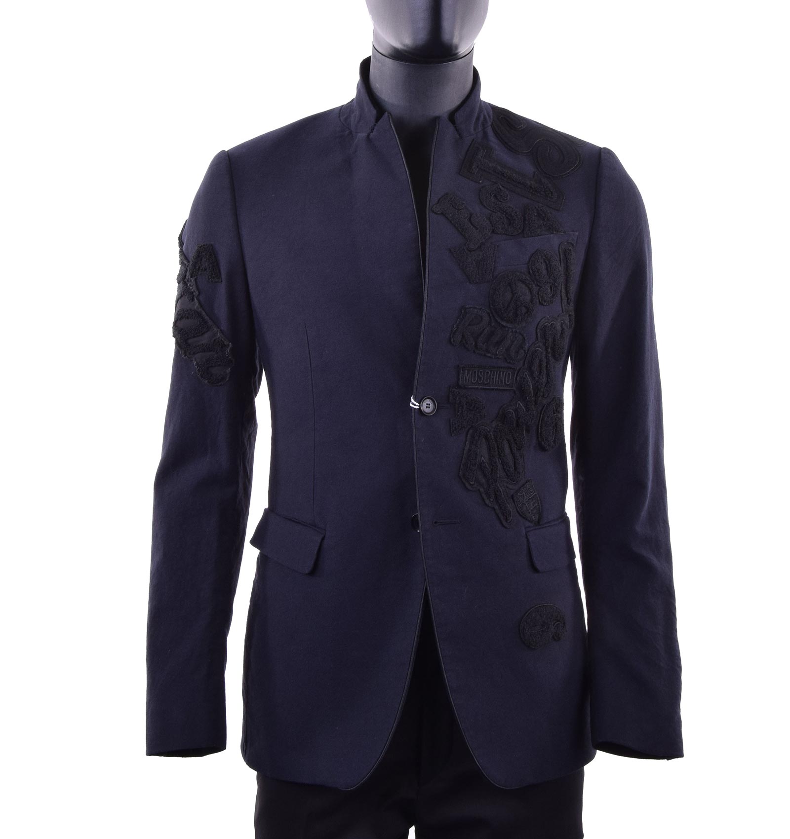 Embroidered Jacket with Logo Blue