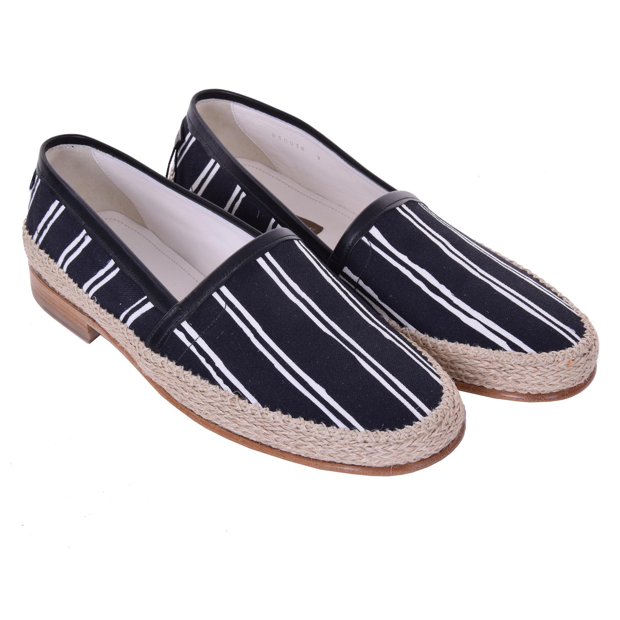 Gestreifte Canvas Espadrilles Schuhe PIANOSA Schwarz Weiß