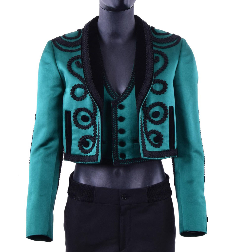 Kurze bestickte Jacke mit Weste aus Samt & Seide im spanischen Torero-Stil von DOLCE & GABBANA
