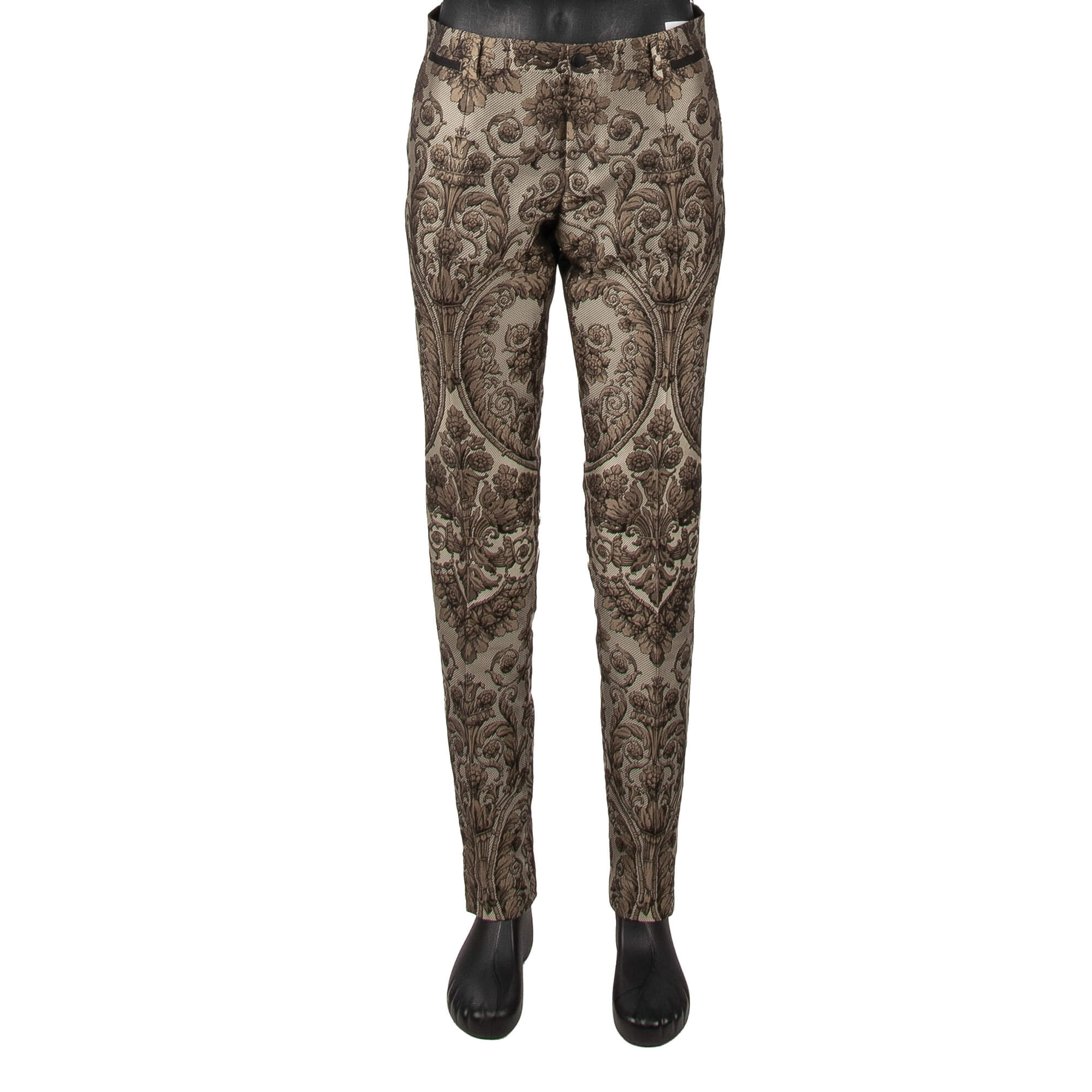3 piece Floral Jacquard Baroque suit in black and beige by DOLCE & GABBANA
