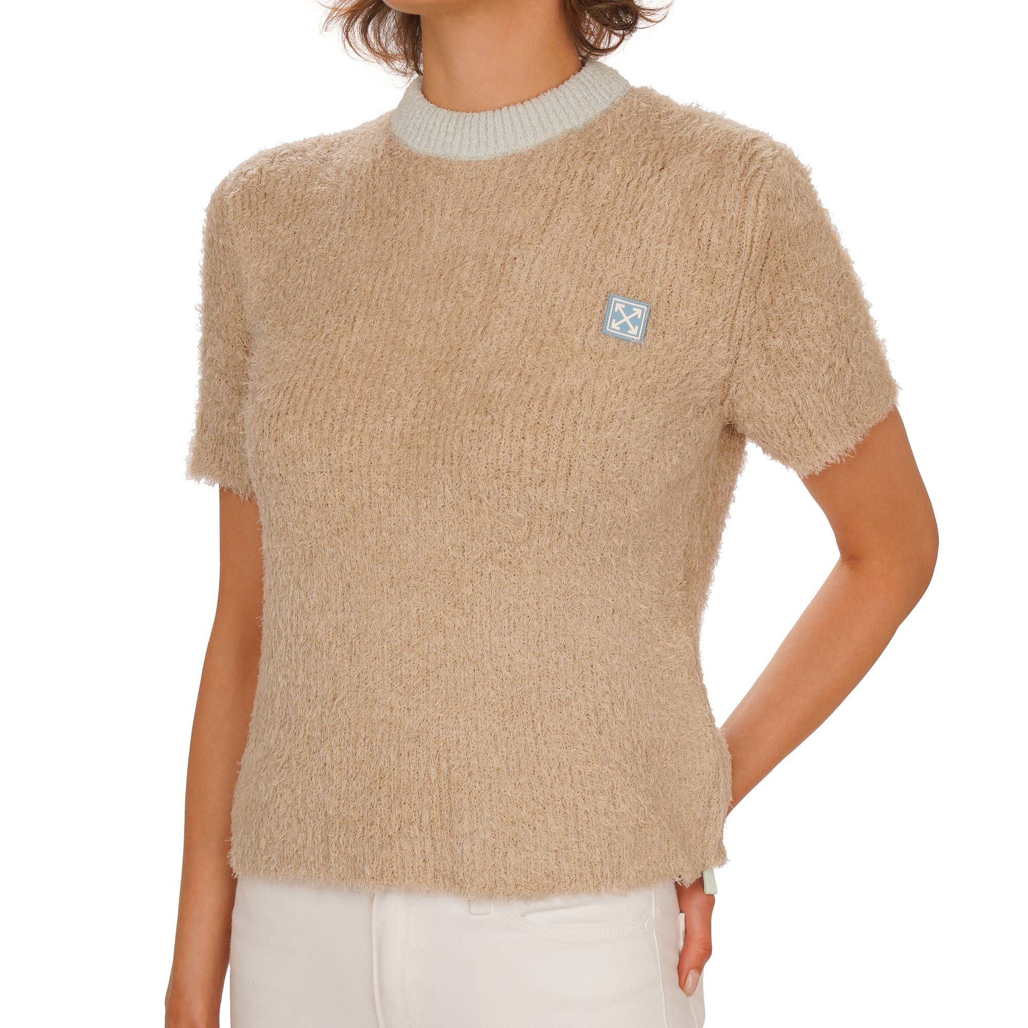 Baumwolle Mischung Top Sweater mit Logo in Beige von OFF-WHITE c/o Virgil Abloh 