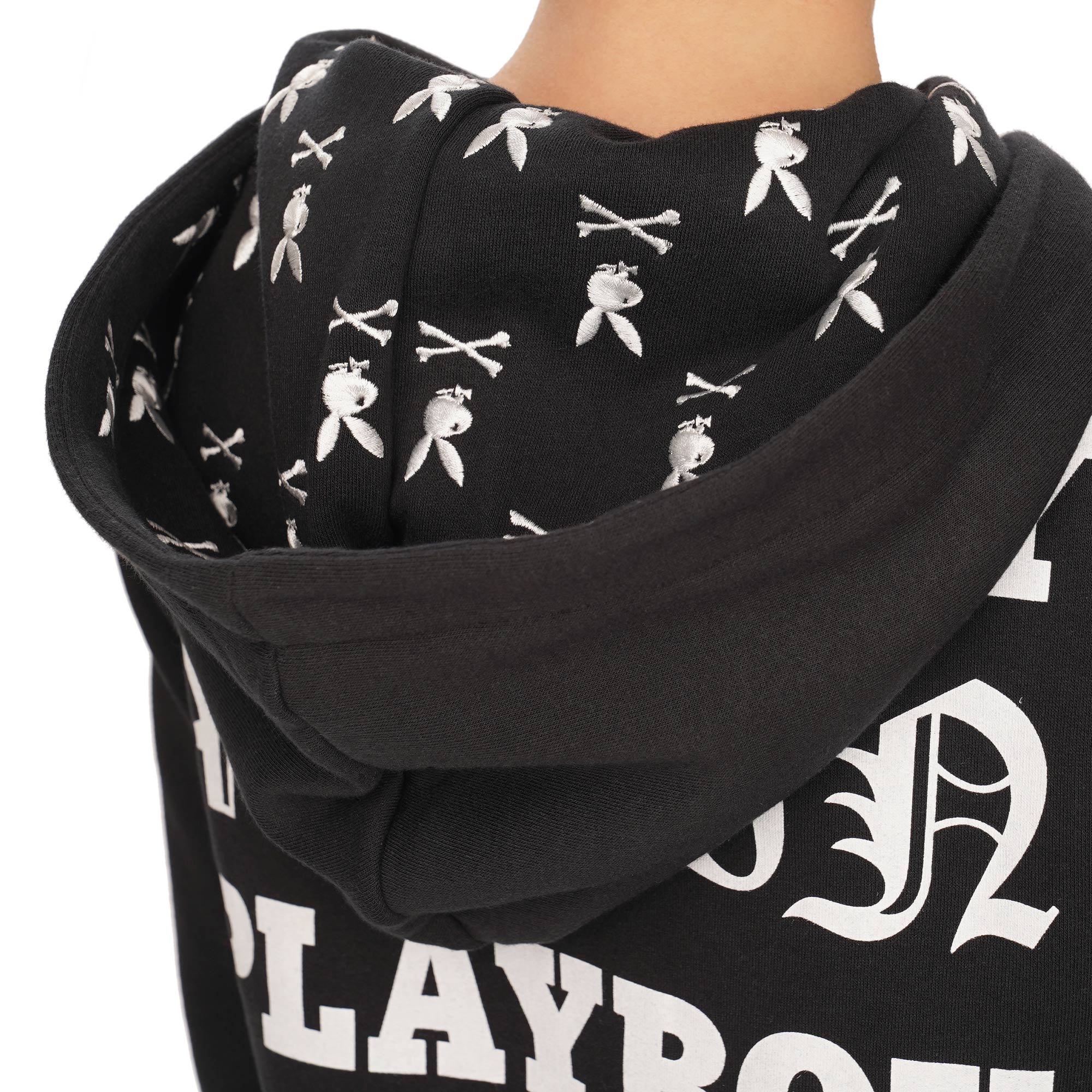 Playboy Lips Printed Crystals Hoody Sweater Black S 08480