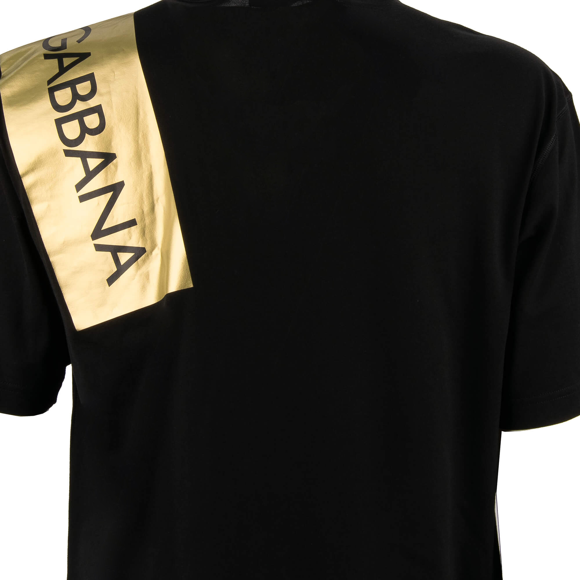 Oversized Cotton T-Shirt with DG Gold Logo Patches in black by DOLCE & GABBANA