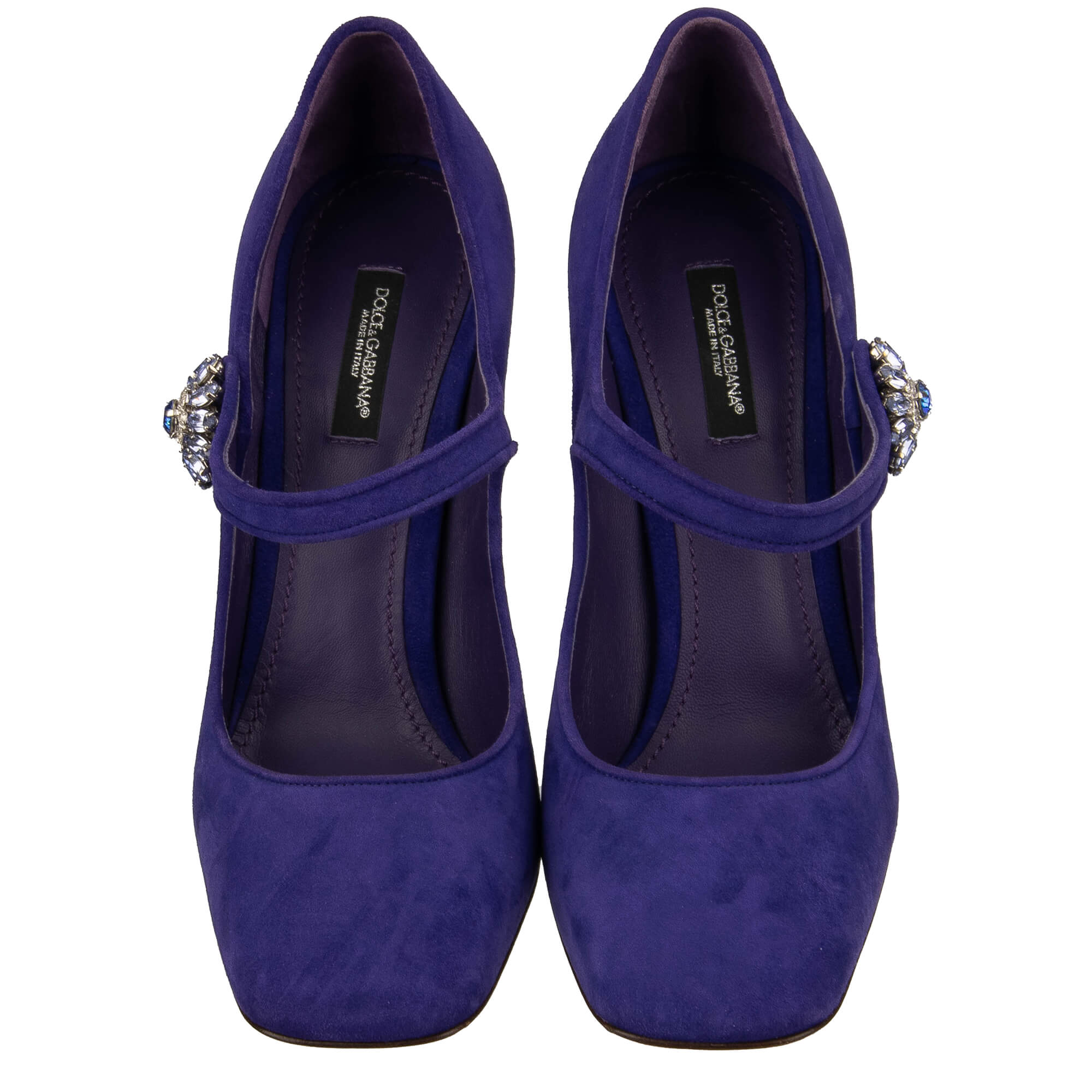 Wildleder Mary Jane Pumps mit transparenten Absatz und Kristallen Schnalle von DOLCE & GABBANA