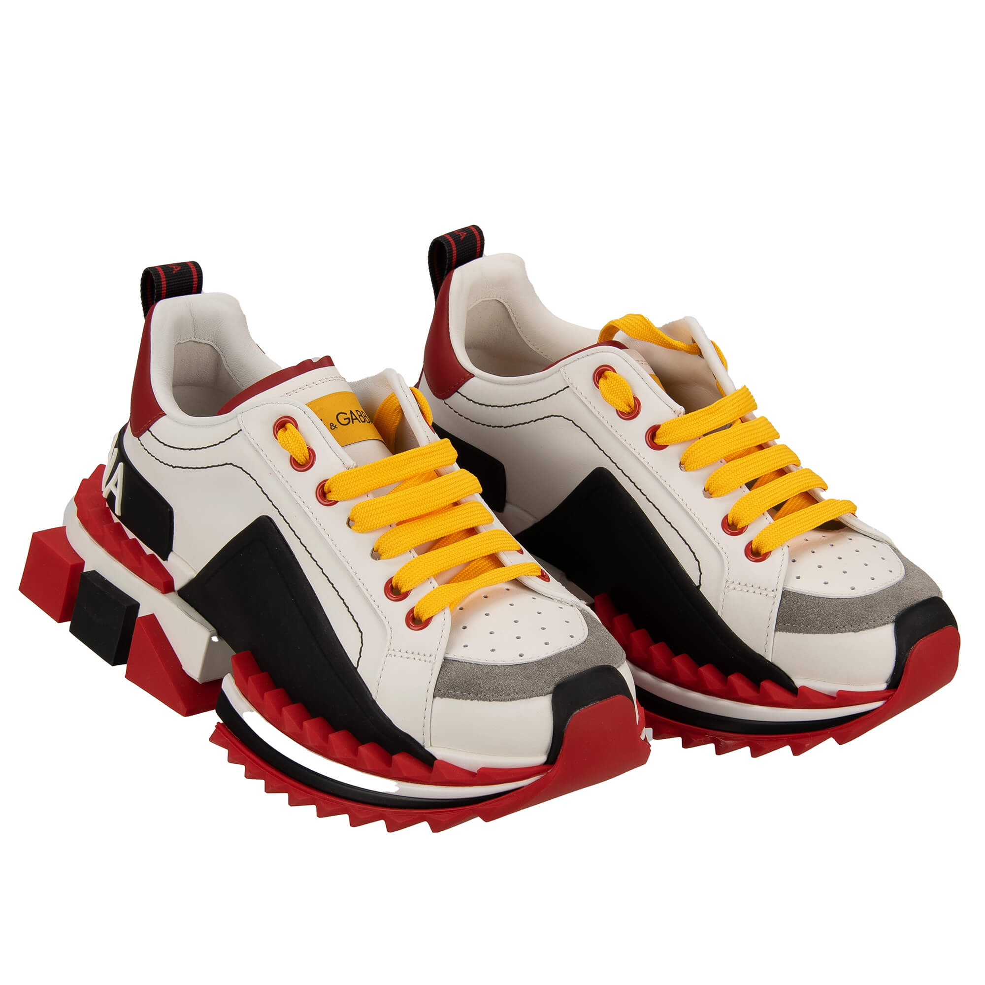 Super King Dolce And Gabbana Red And White Shoes Low-Top Leather