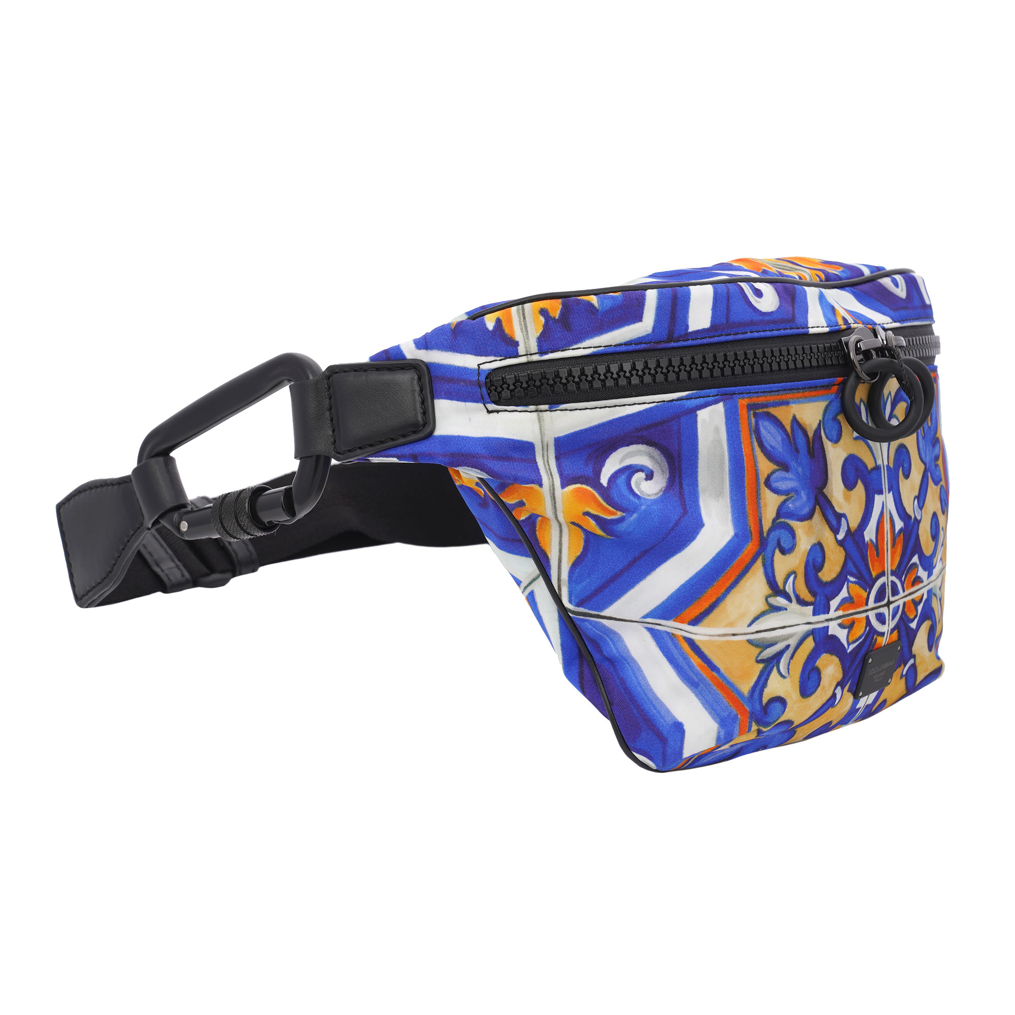Crossbody Tasche / Gürteltasche / Clutch aus Nylon mit Majolika Print und Logo Schild von DOLCE & GABBANA