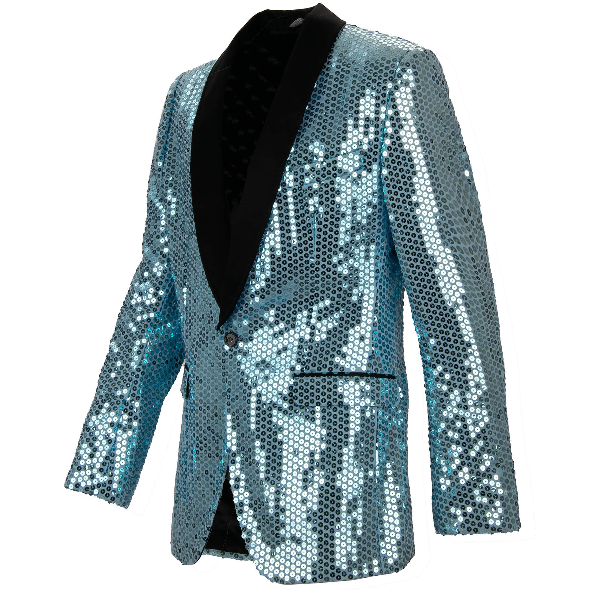 Full sequined tuxedo / blazer with contrast details and shawl lapel in blue and black by DOLCE & GABBANA