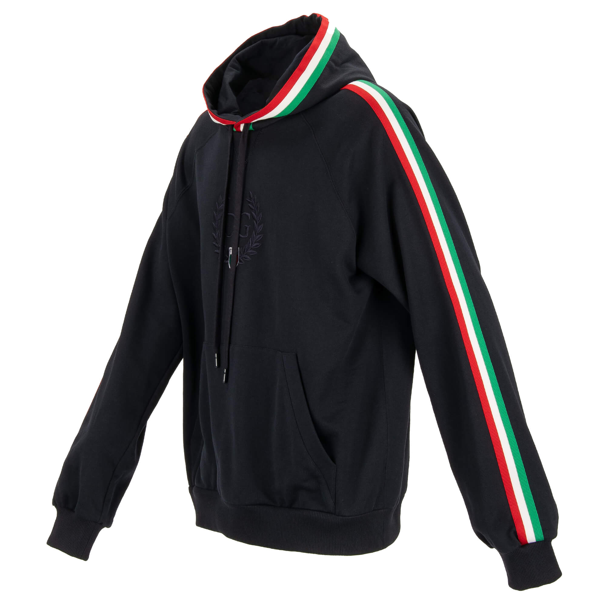 Cotton hooded sweater / hoodie with embroidered DG Logo, pockets and Italy flag details by DOLCE & GABBANA