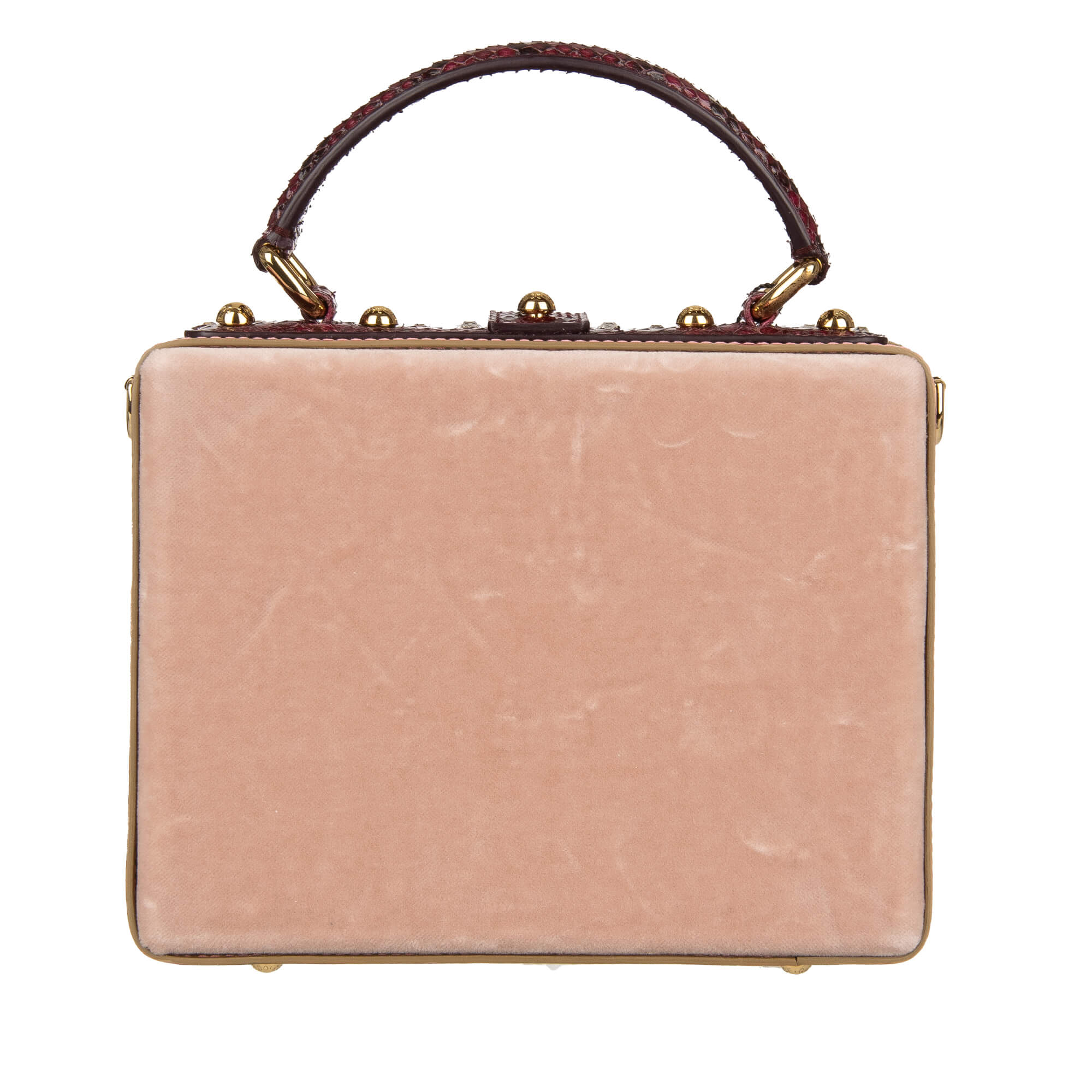 Unique handmade velvet and snakeskin clutch / shoulder bag DOLCE BOX with crystals and decorative padlock by DOLCE & GABBANA