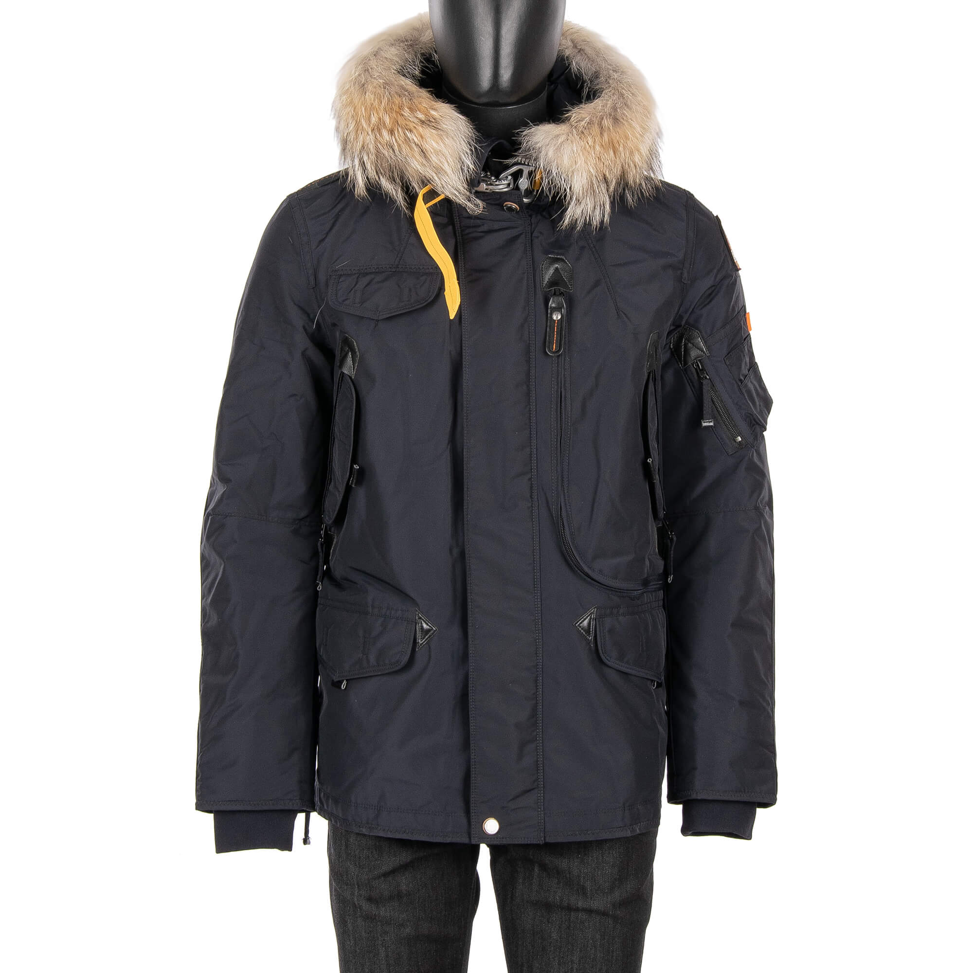 Parka Daunenjacke RIGHT HAND mit Pelz Kapuze und Futter Pencil Schwarz S