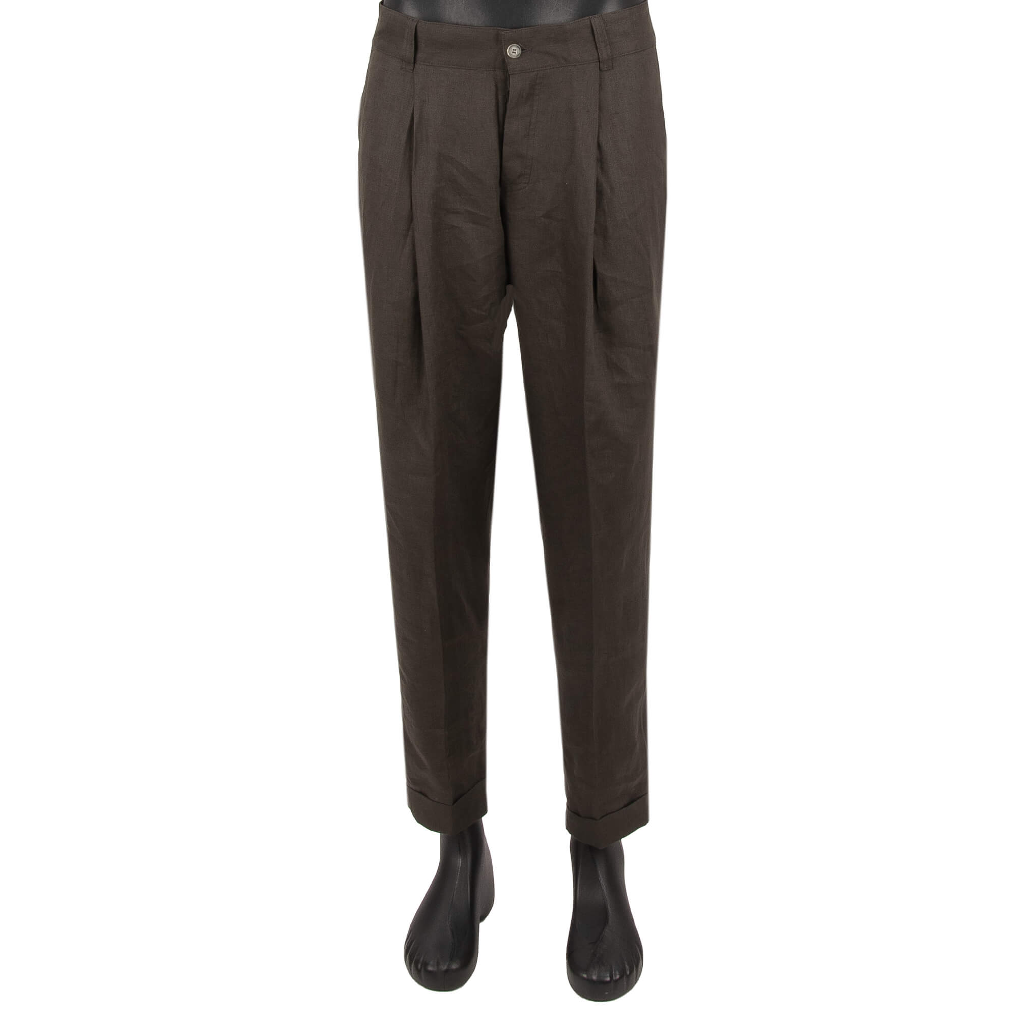 Cropped casual linen Pants with logo embroidery by OFF-WHITE c/o Virgil Abloh