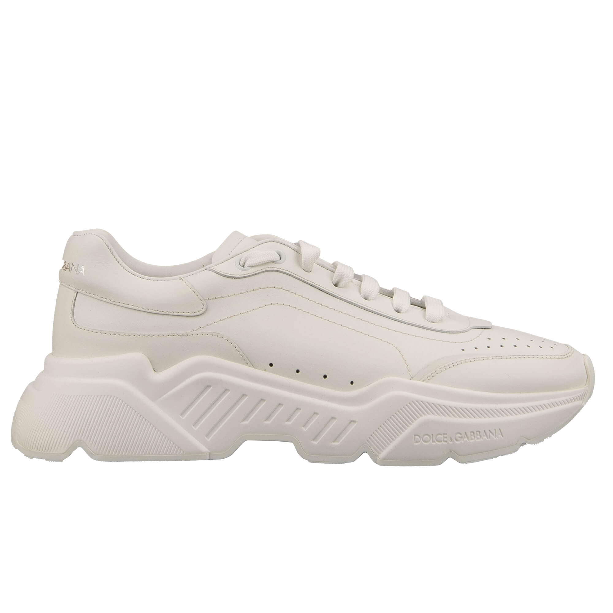 Herren Low-Top Leder Sneaker DAYMASTER mit DG Logo und futuristischer Hülle in gelb und weiß von DOLCE & GABBANA