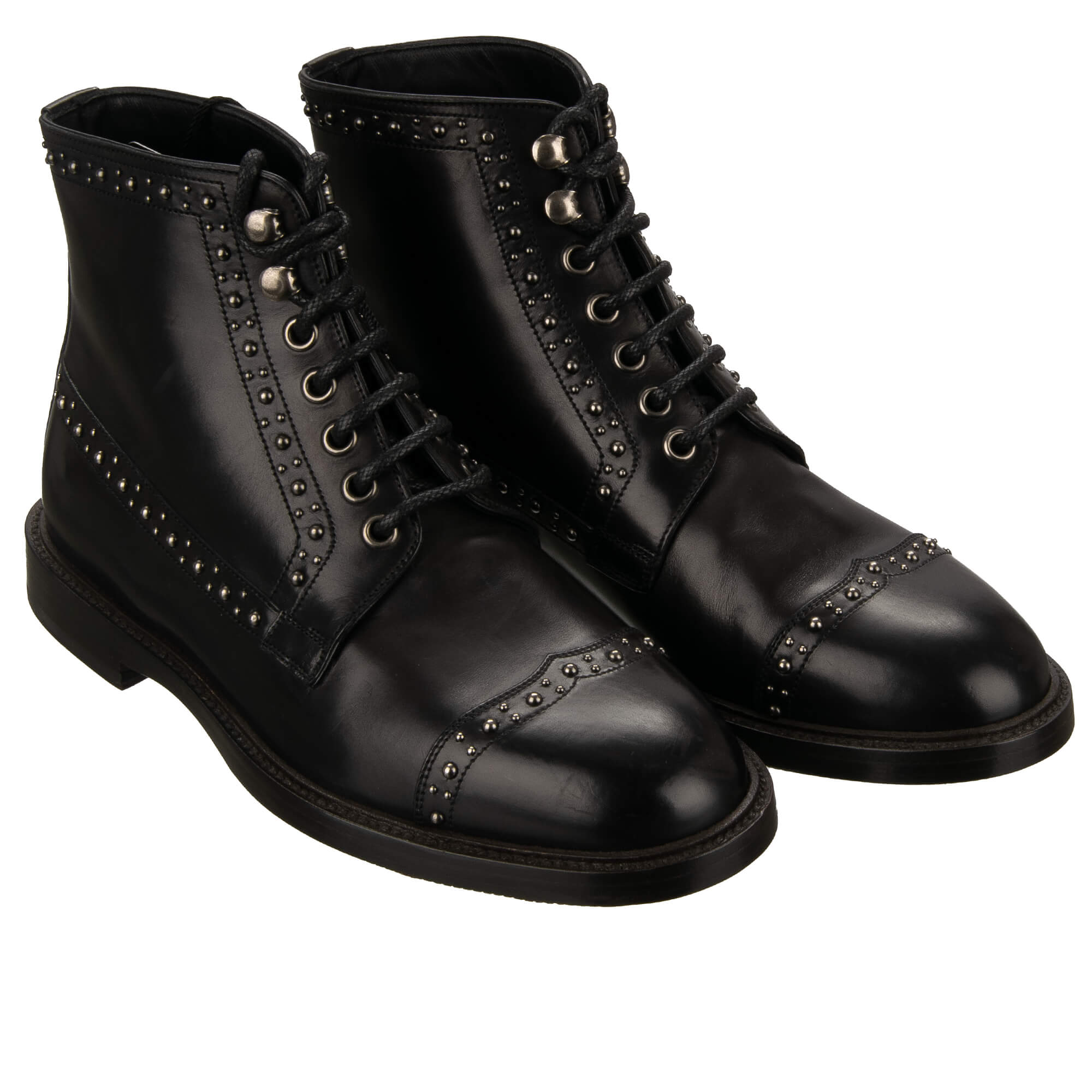Classic Leather Metal Pearl Boots Shoes Black 39 UK 5 US 6