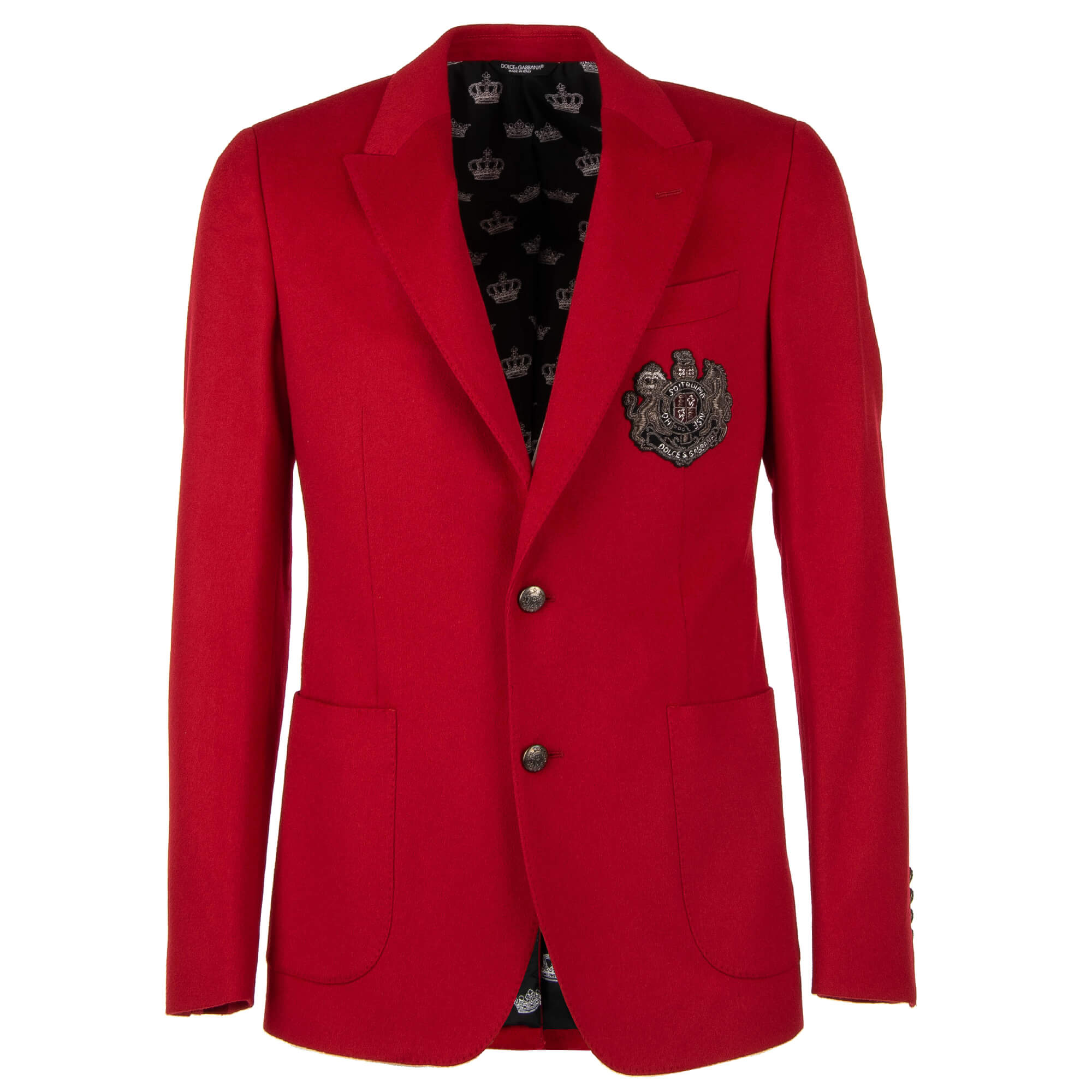 Lion Logo Coat of Arms Cashmere Blazer Jacket Red 44 US 34 XS
