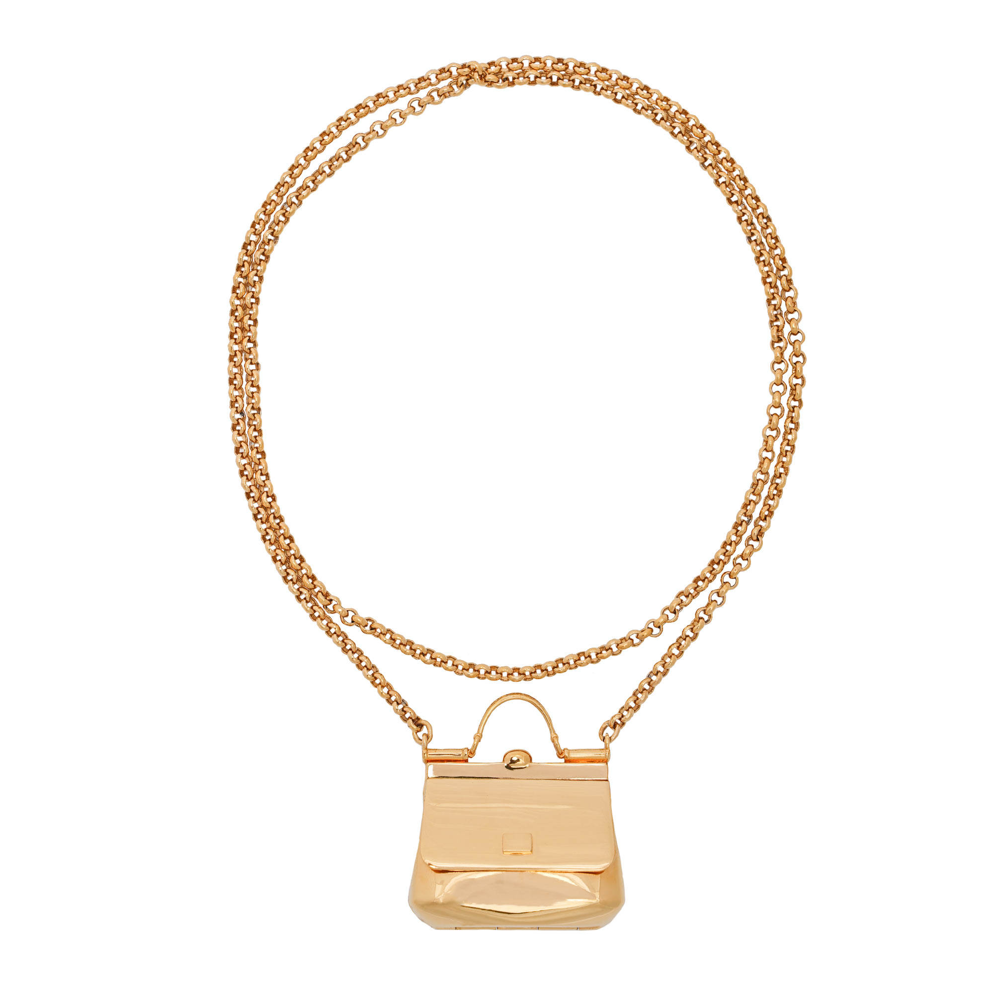 Miss Sicily Metall Tasche Anhänger Collier Kette Gold 